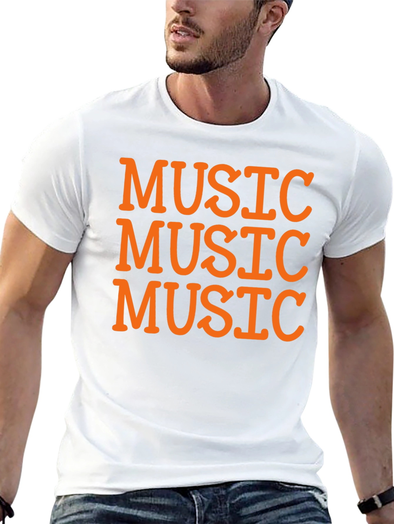 Music Lover Black T-Shirt - Repeated Text Design