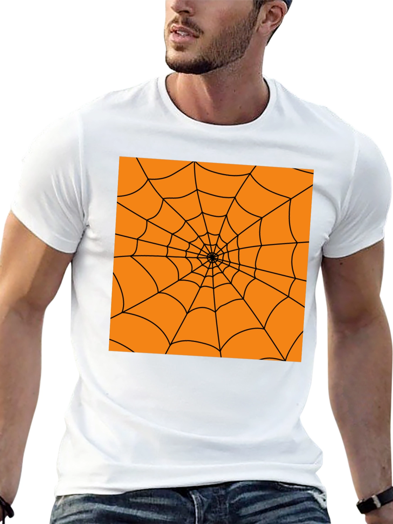 Halloween Spider Web Graphic Tee - Black