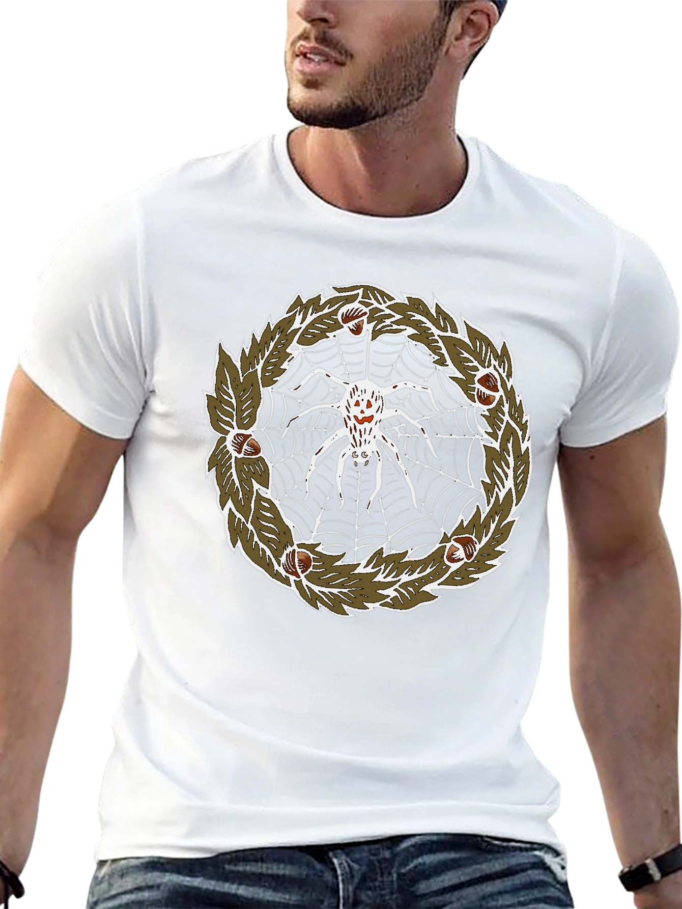 Spider Web Wreath Graphic Tee - Halloween T-Shirt