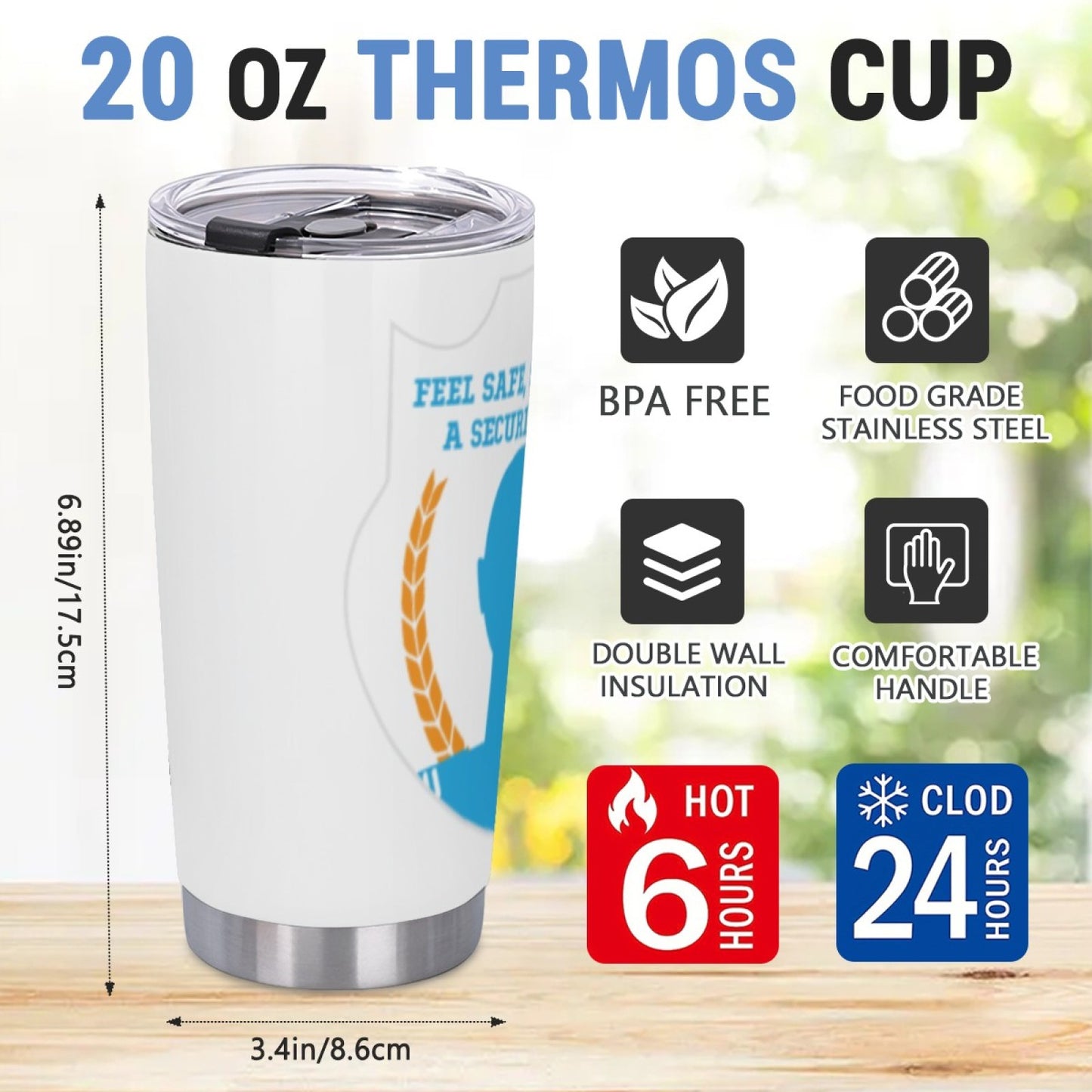 Insulated Stainless Steel Coffee Cup - Leak-Proof Graphic Travel Tumbler