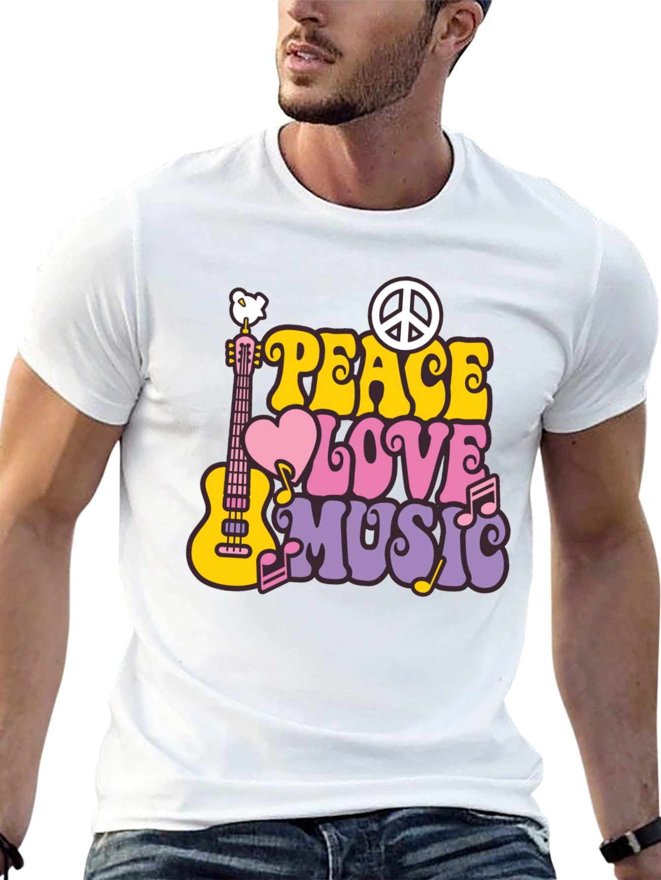 Peace Love Music Retro T-Shirt