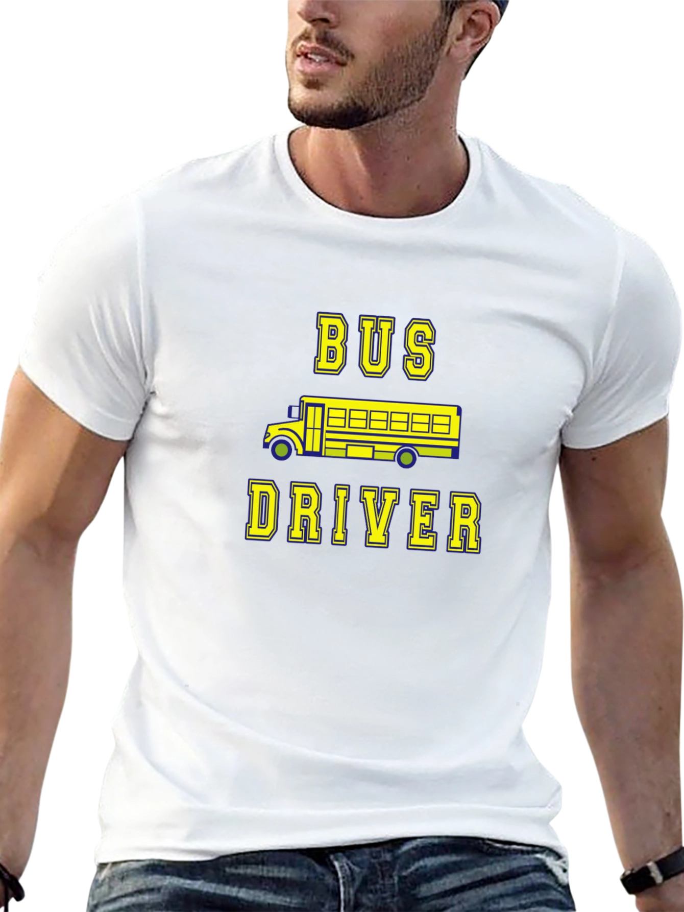 Bus Driver Graphic Tee - Black Cotton T-Shirt