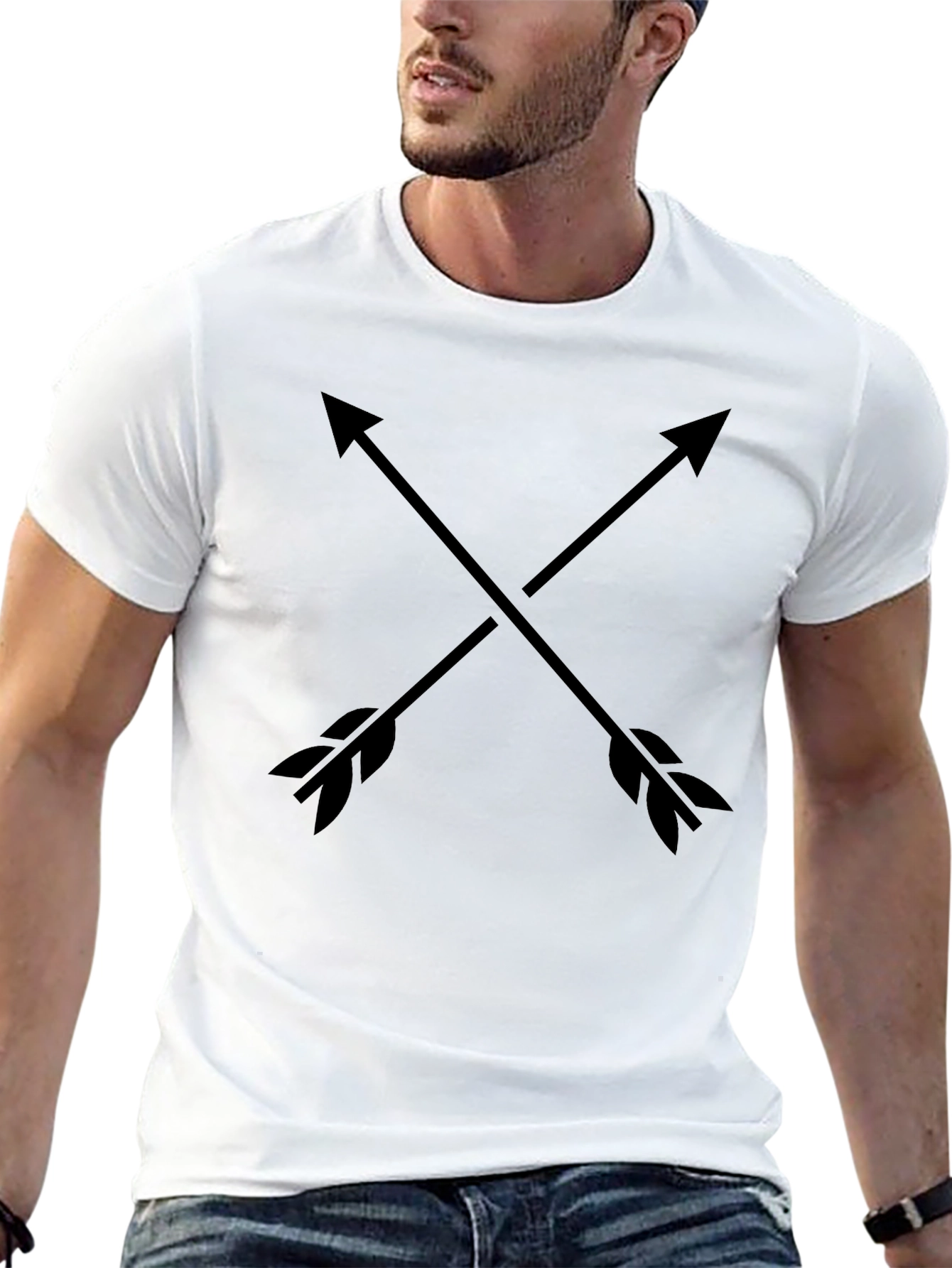 Crossed Arrows Black Graphic Tee - Casual Style