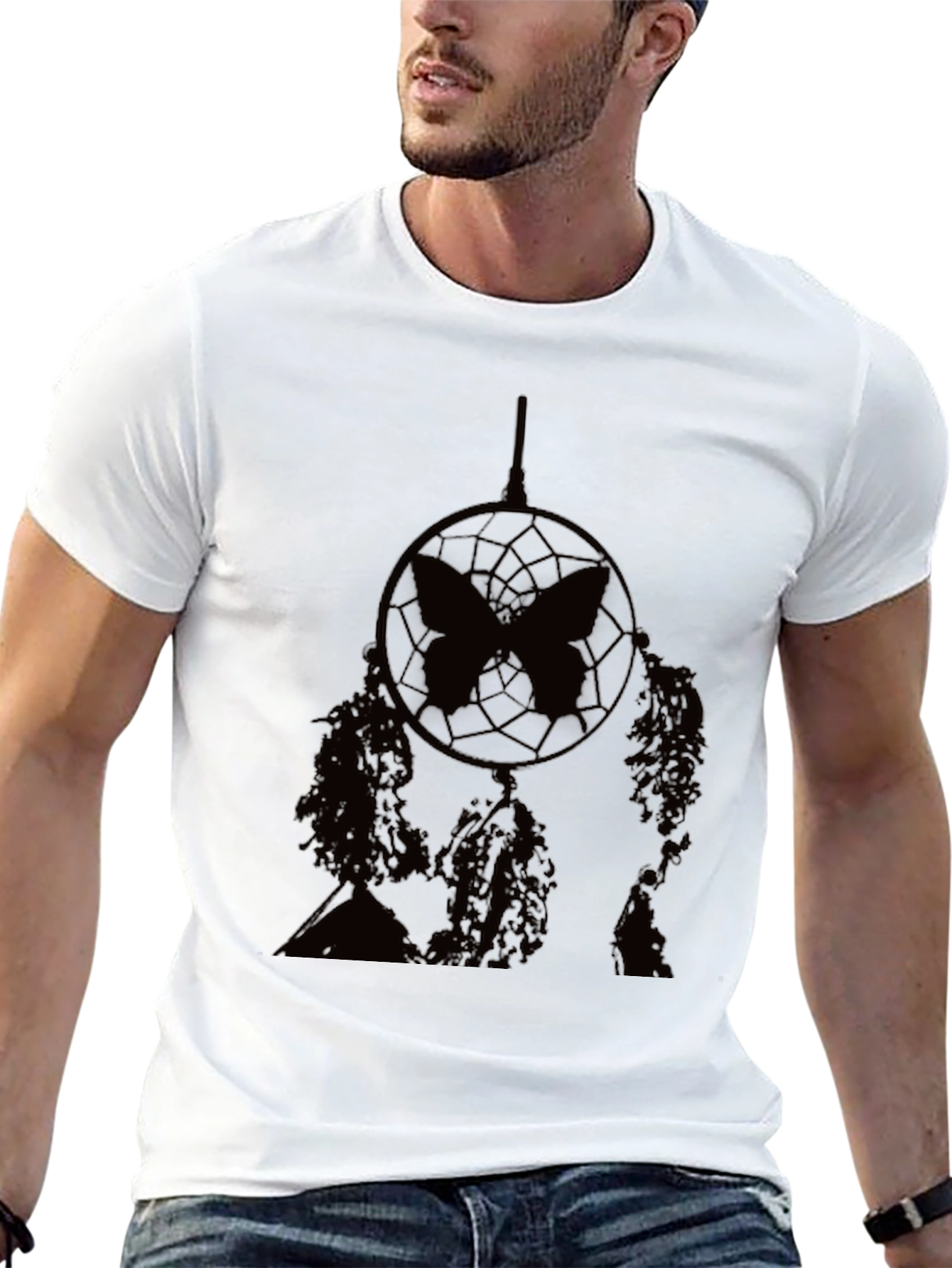 Dreamcatcher Butterfly Graphic T-Shirt - Black