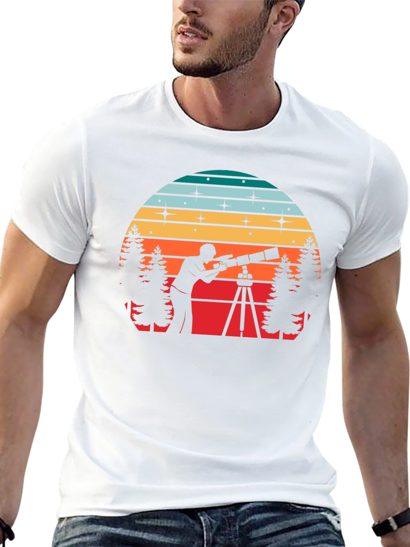 Stargazer Sunset Tee - Astronomy Lovers Black T-Shirt