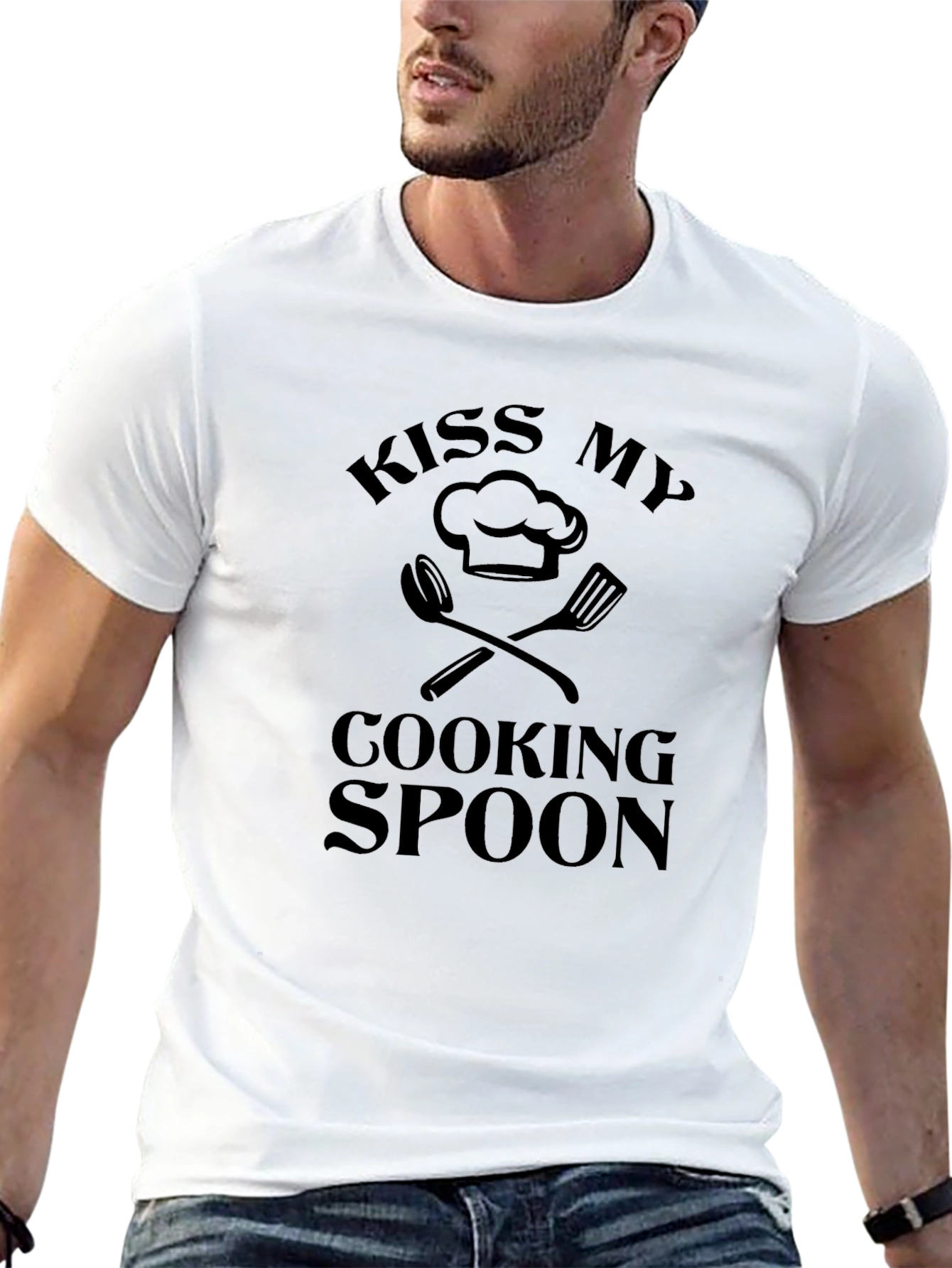 Kiss My Cooking Spoon Black T-Shirt Funny Chef
