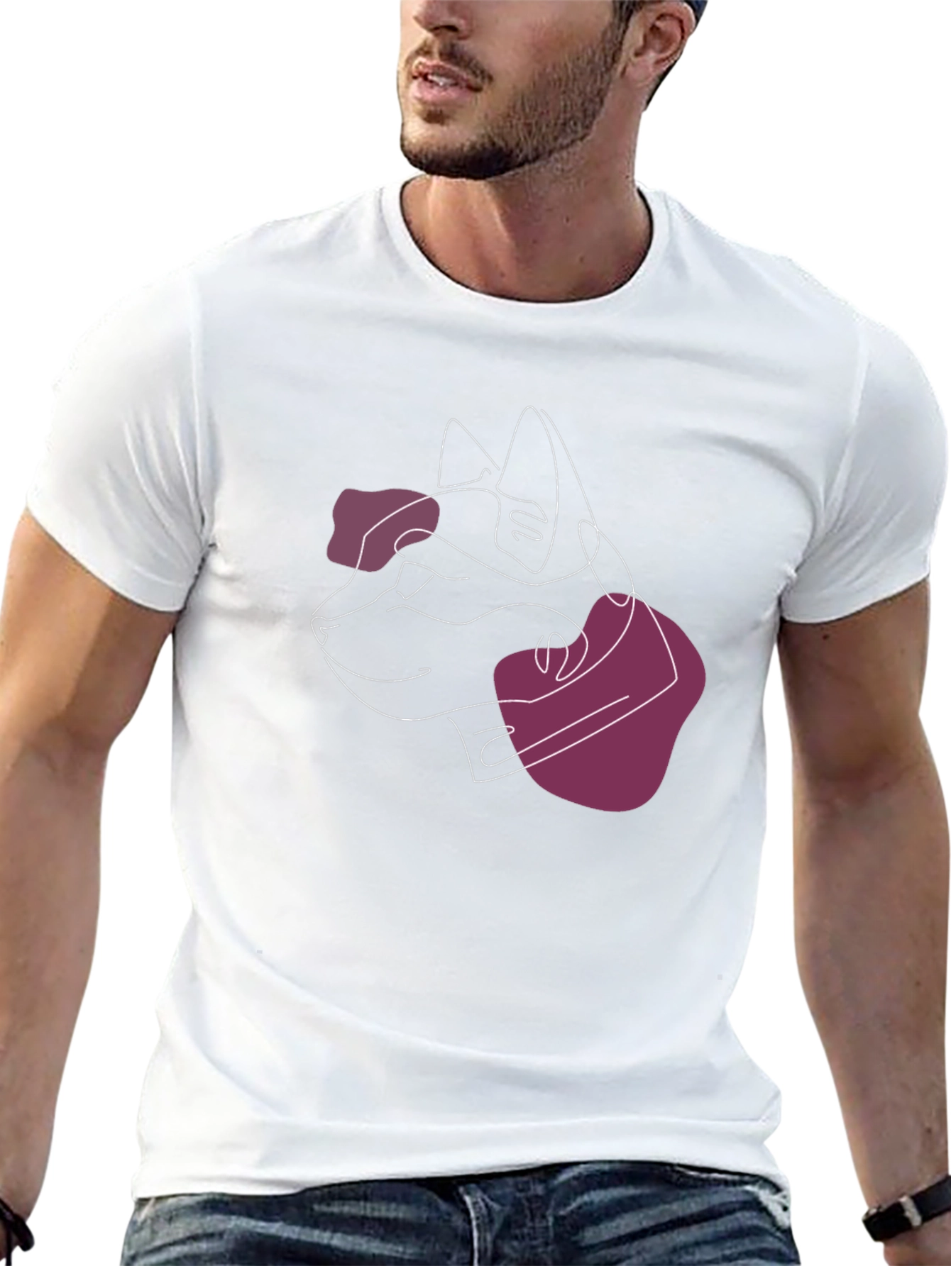 Abstract Cat Line Art Black T-Shirt