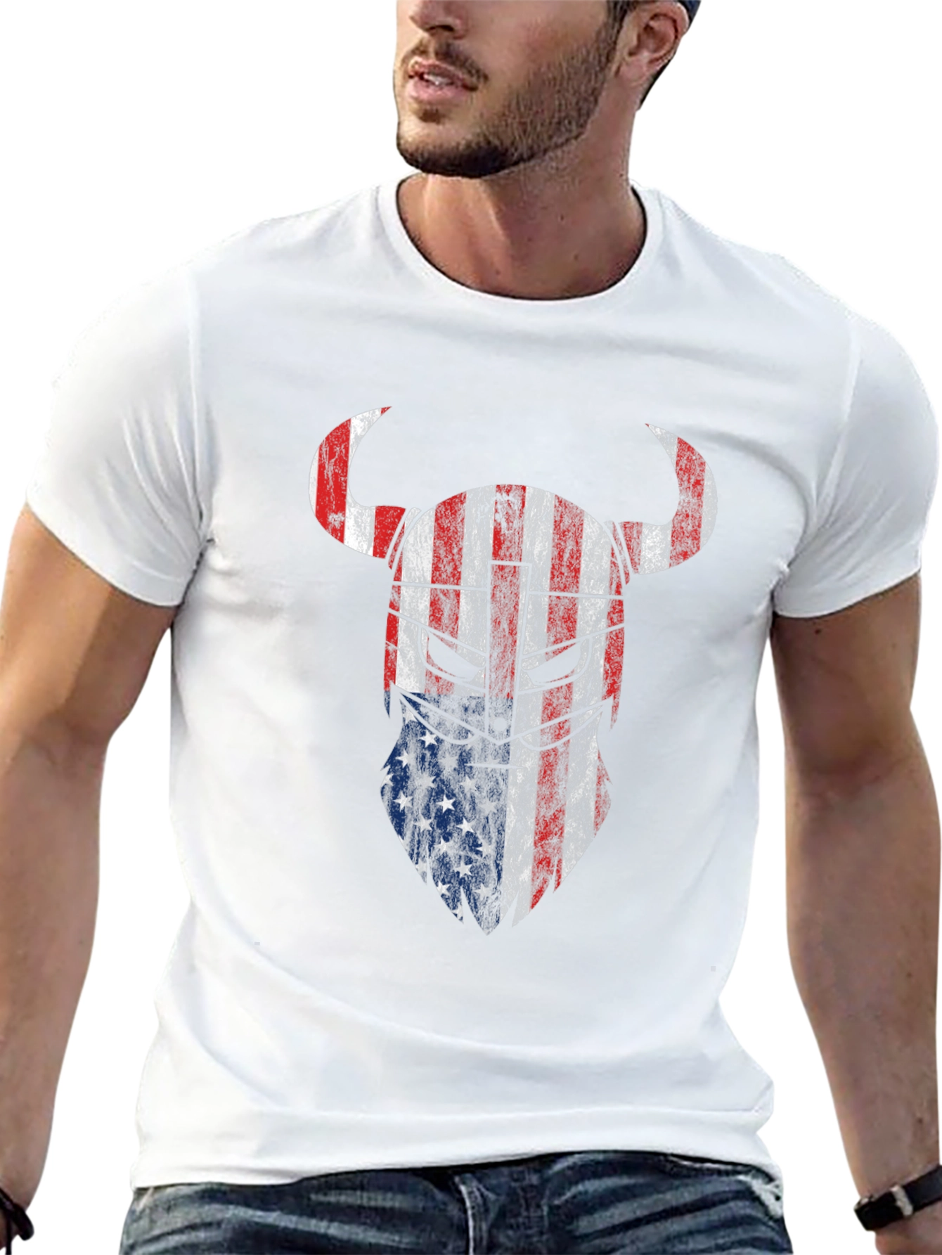 American Viking T-Shirt Patriotic USA Flag Tee