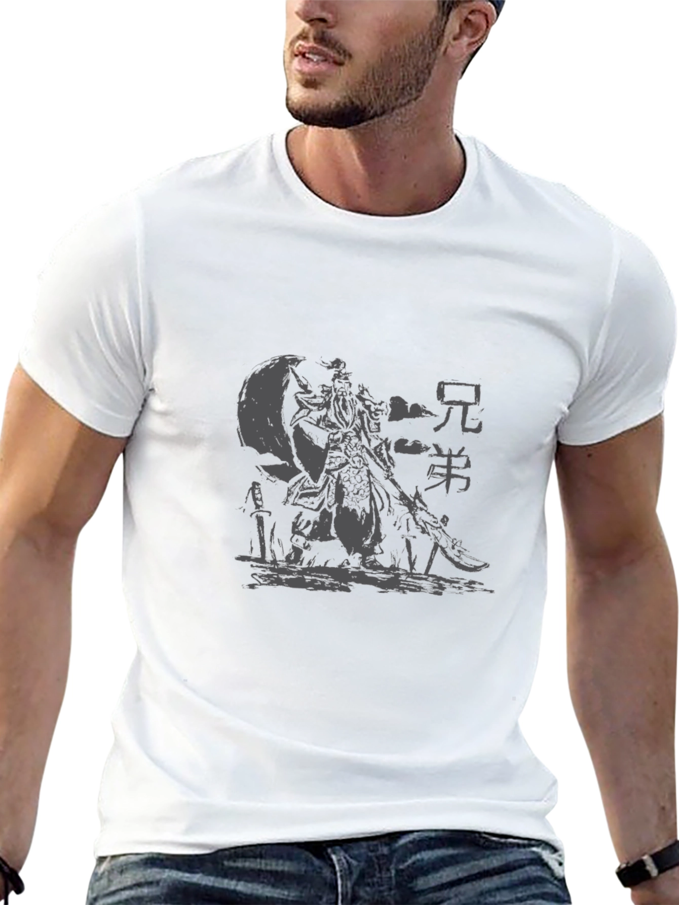 Samurai Graphic Print T-Shirt - Black