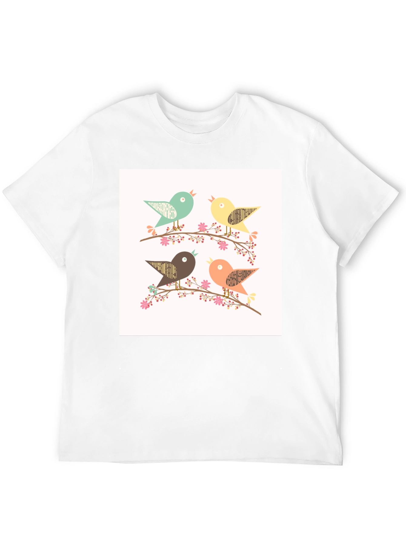 Charming Birds Graphic Tee - Stylish Comfort