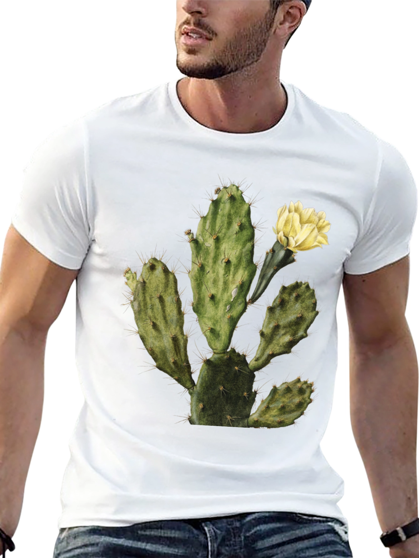 Cactus Graphic Tee - Black Cotton T-Shirt