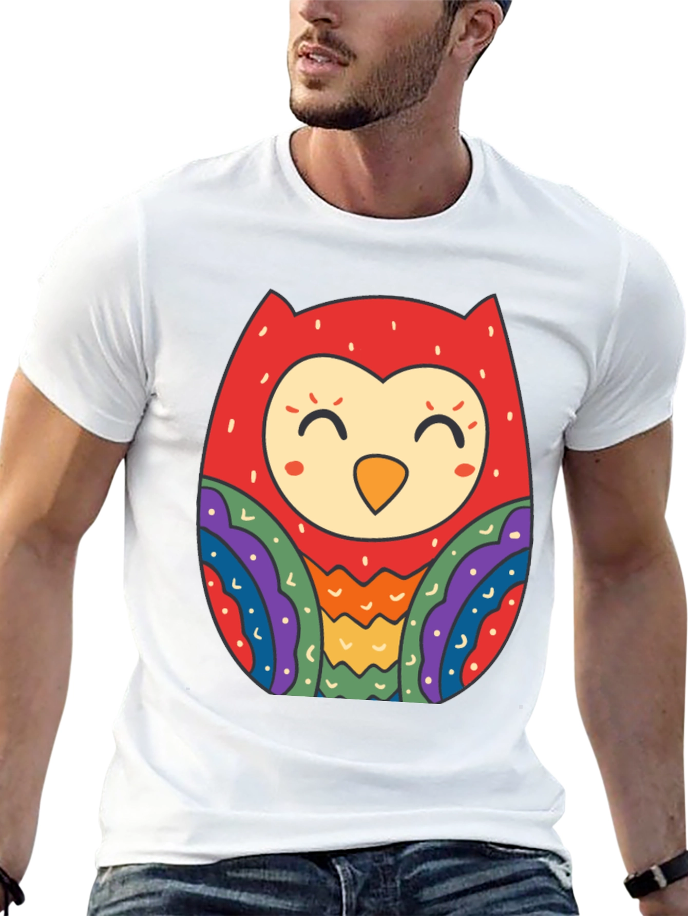 Fun Owl Graphic Tee - Black Cotton Comfort