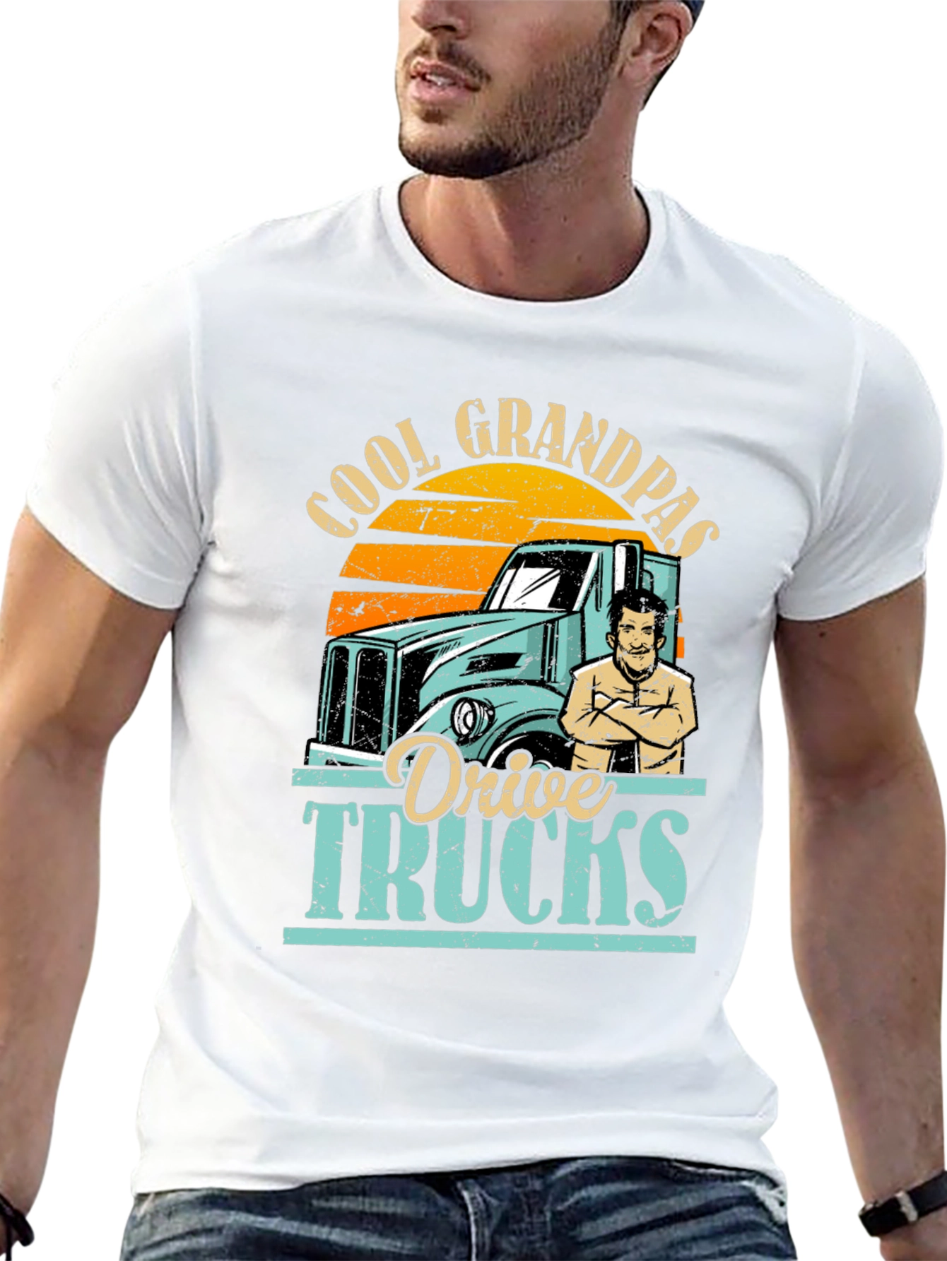 Cool Grandpas Drive Trucks Graphic Tee