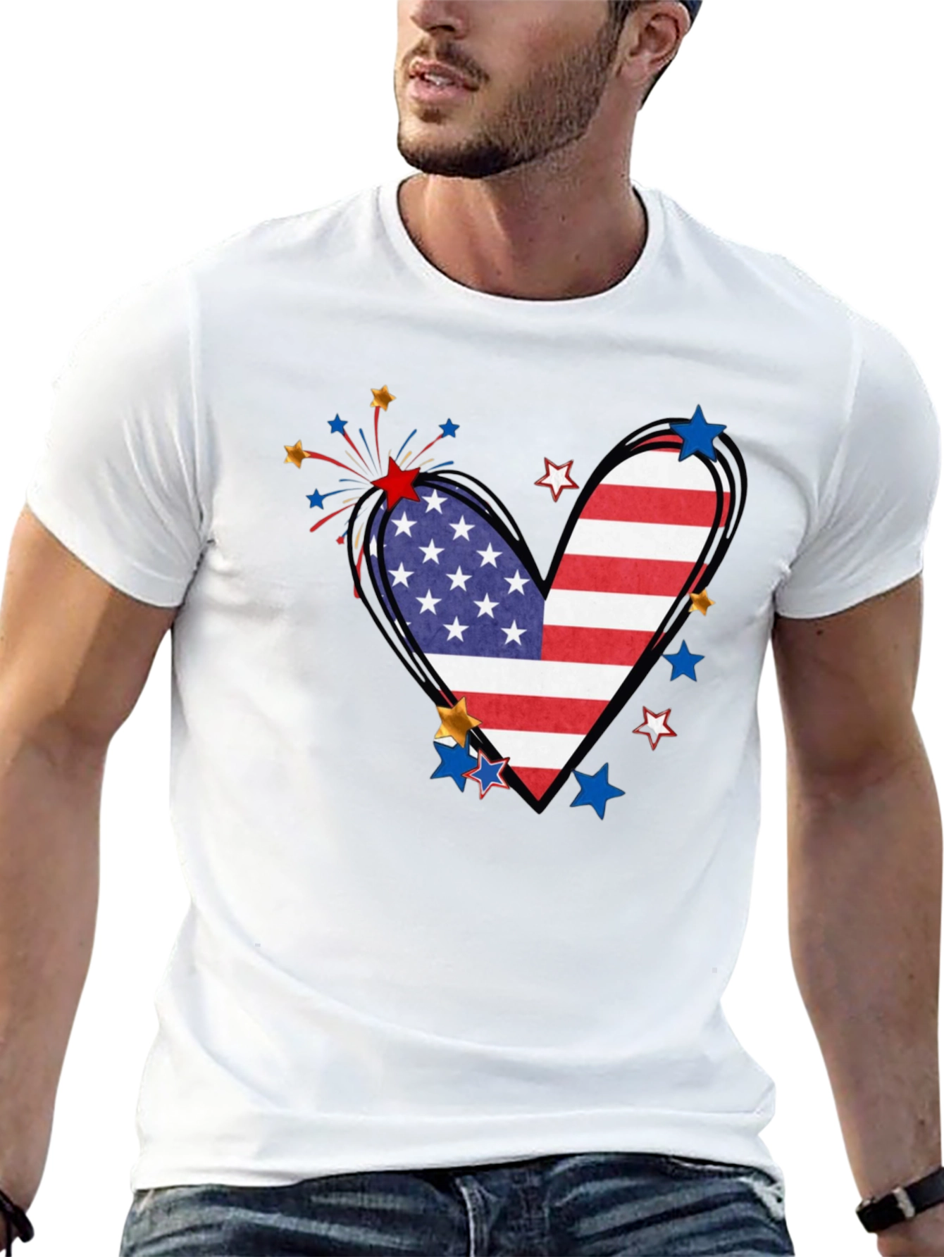 Patriotic Heart Flag Graphic Tee