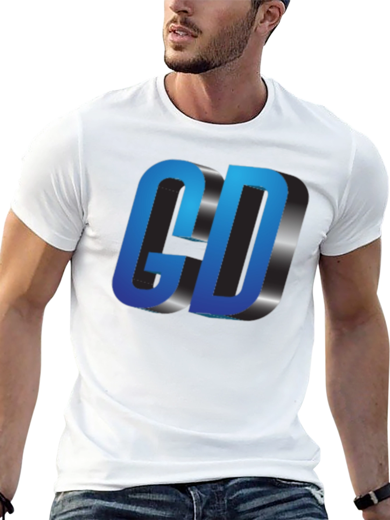 Blue 3D GD Graphic T-Shirt