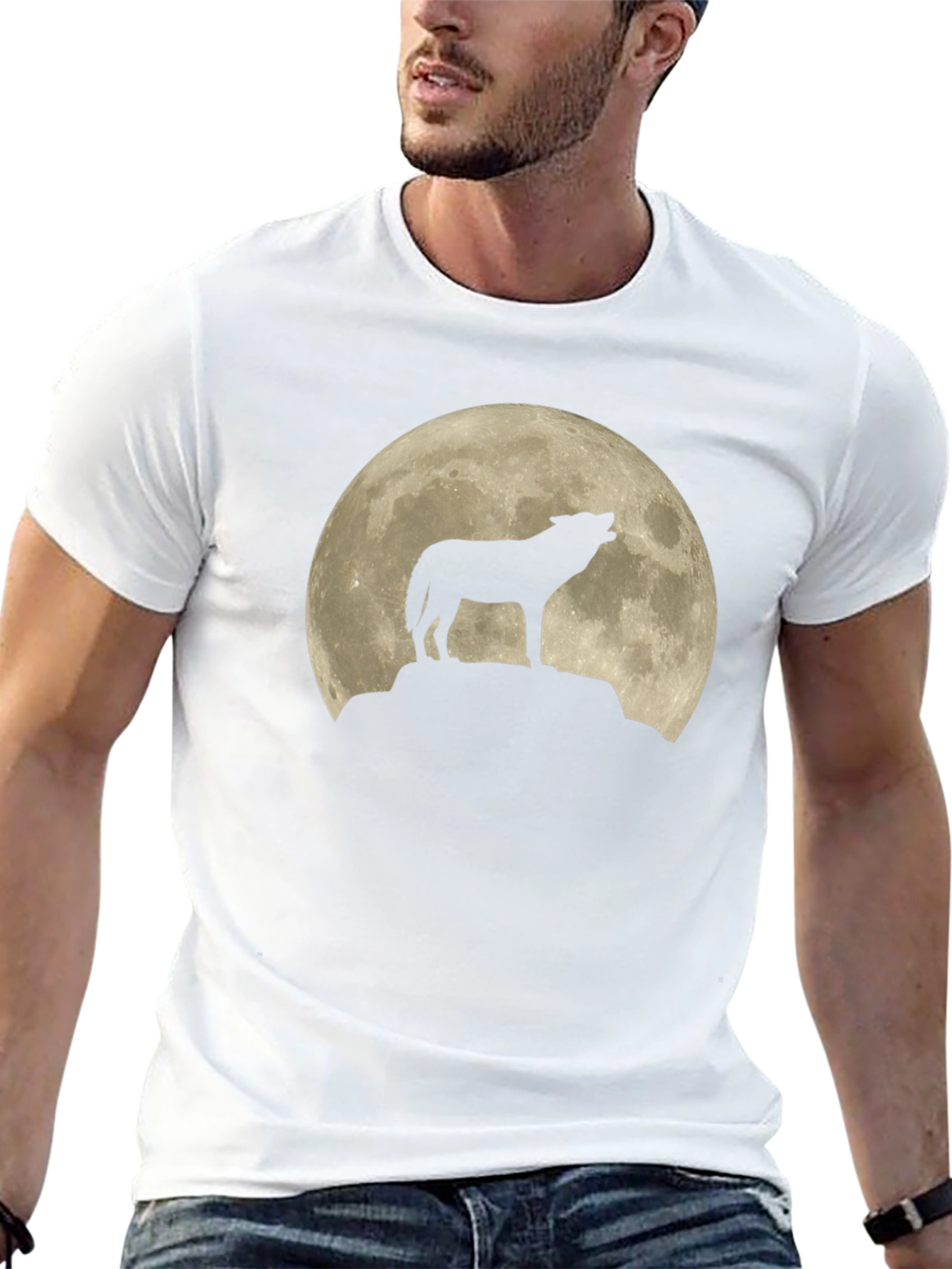 Wolf Moon Silhouette T-Shirt - Black