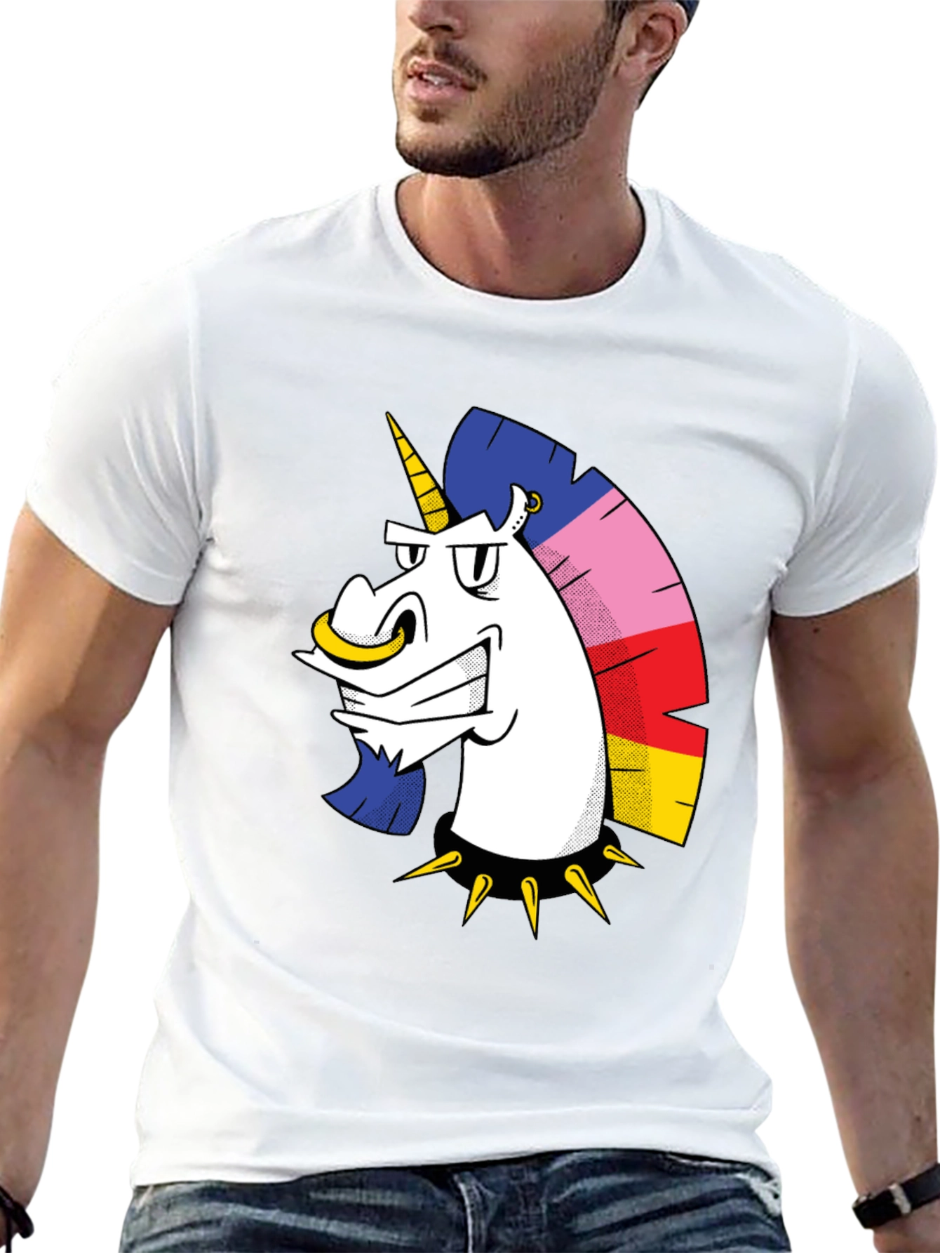 Edgy Unicorn Graphic T-Shirt - Black