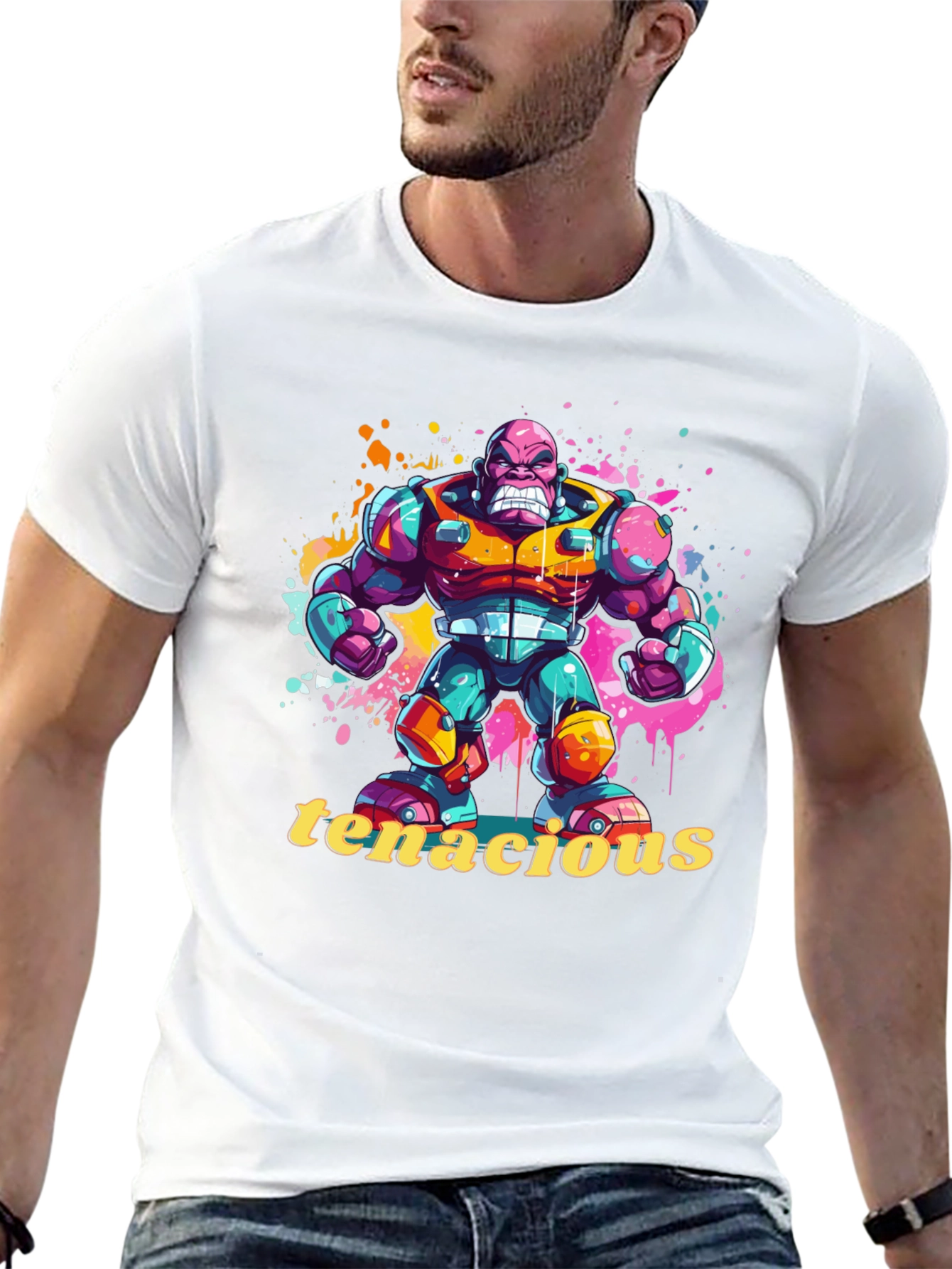 Tenacious Cartoon Character Black T-Shirt