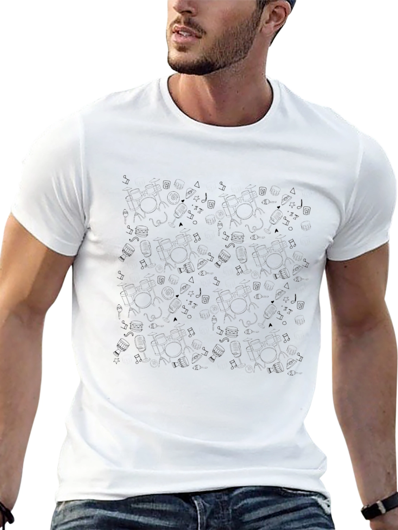 Cool Black Patterned Mens T-Shirt