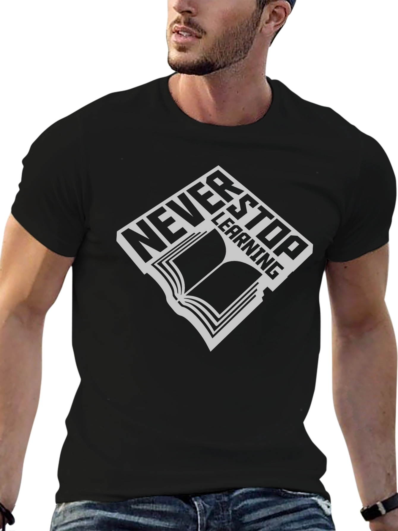 Never Stop Learning Graphic Tee - Black