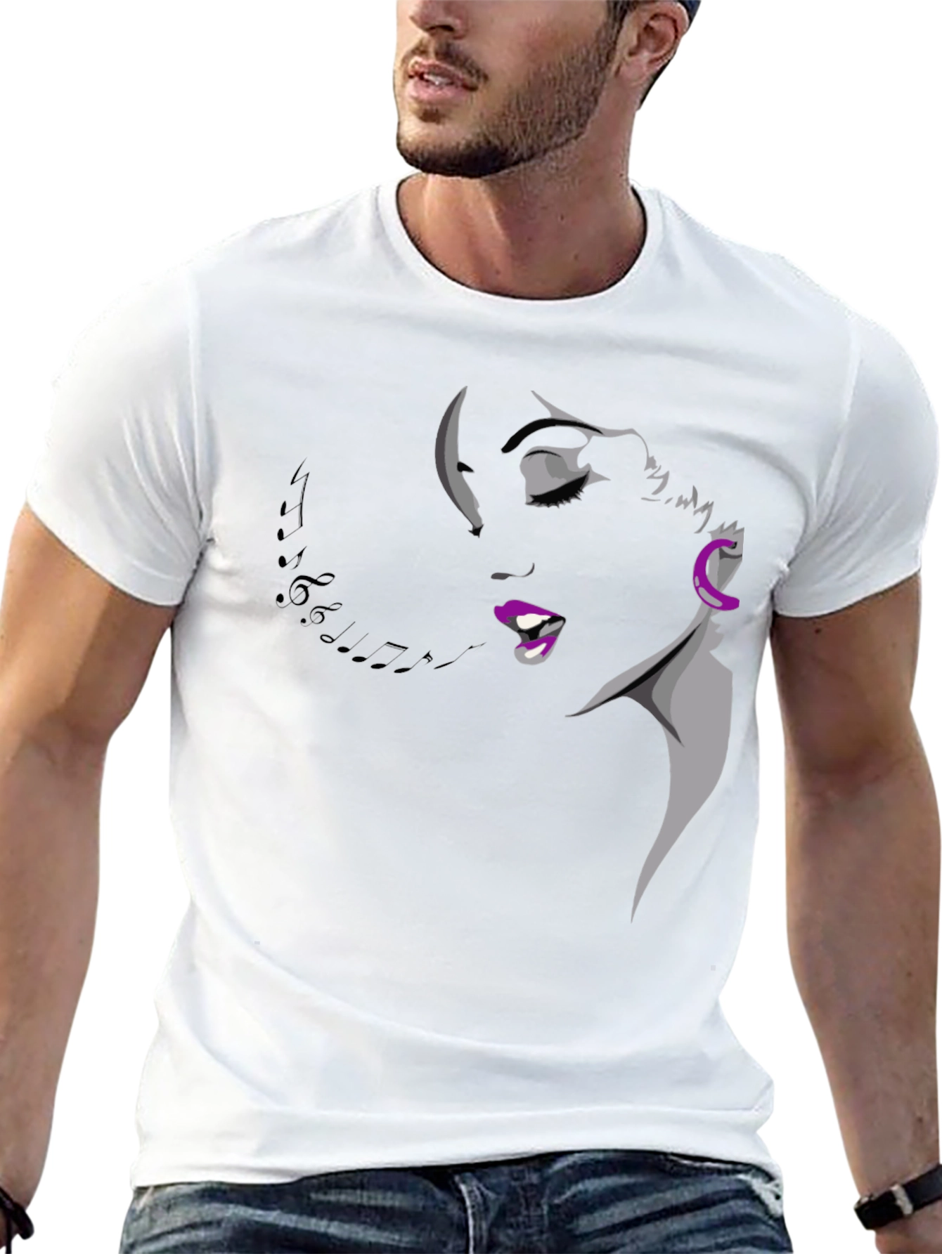 Singing Woman Graphic Tee - Black