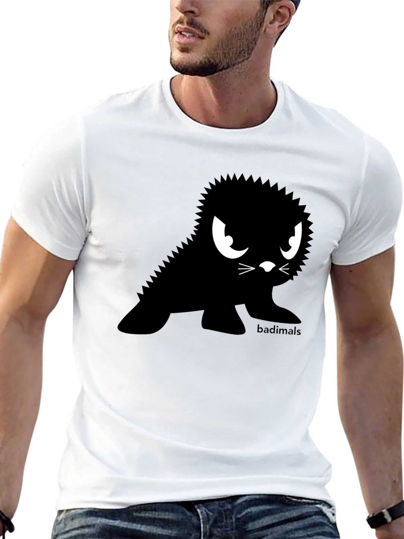 Badimals Black T-Shirt - Edgy Cartoon Seal Design