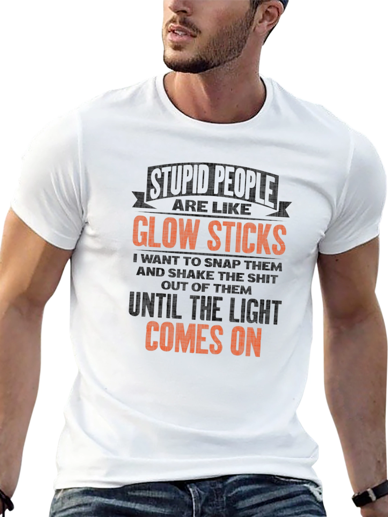 Stupid People Glow Sticks Graphic Tee