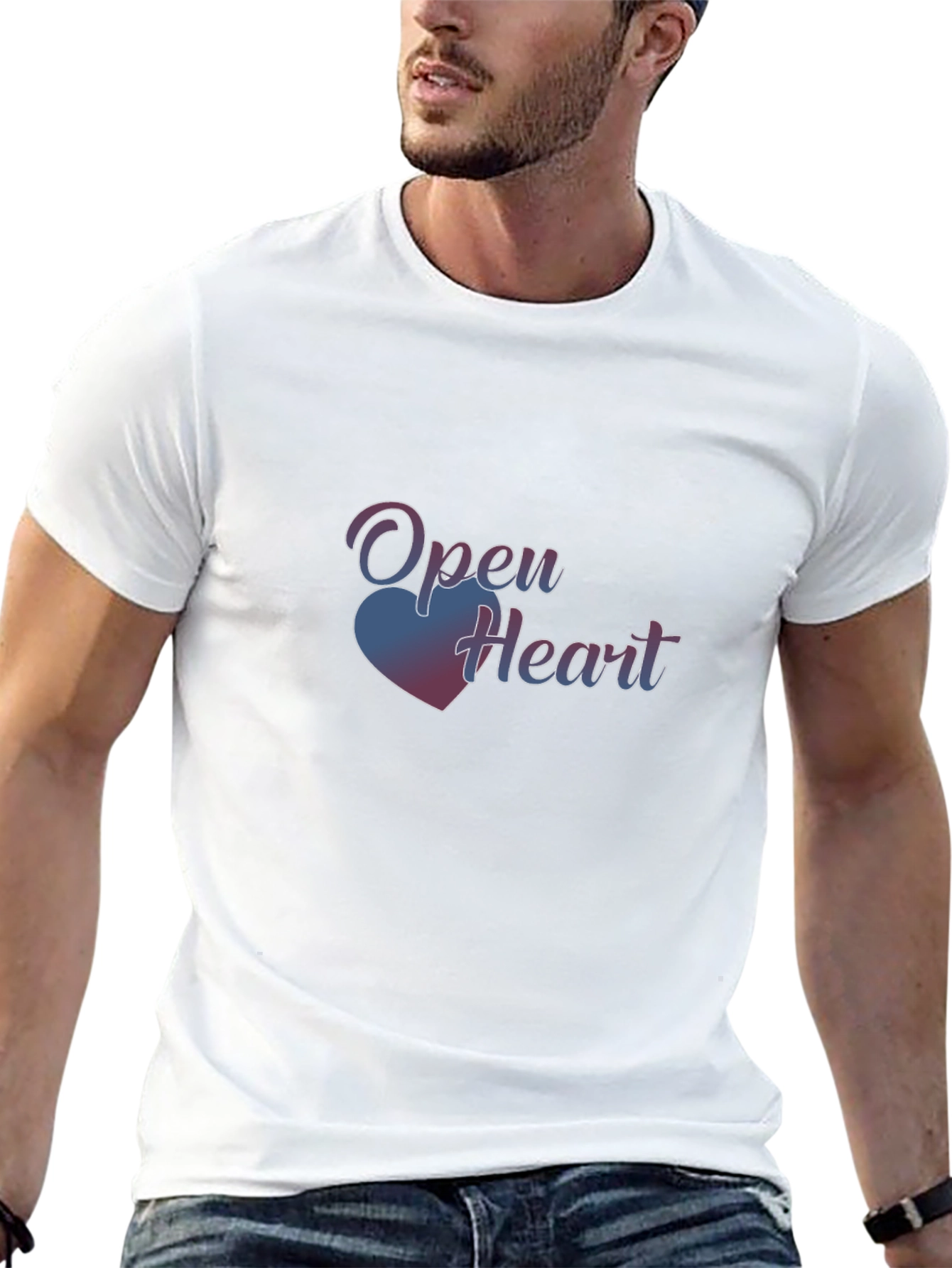 Open Heart Graphic Tee - Black Casual T-Shirt