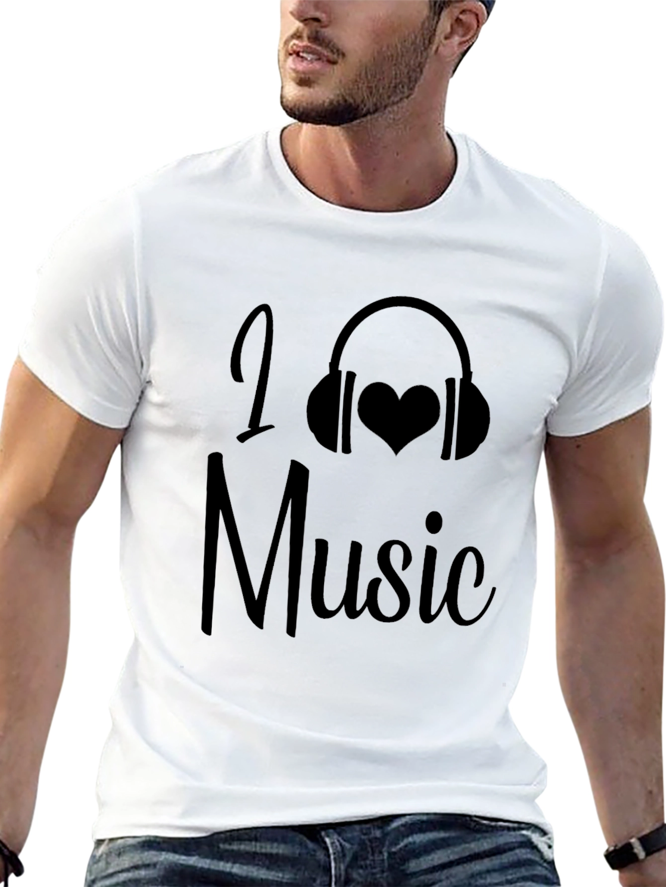 I Love Music Graphic Tee - Black