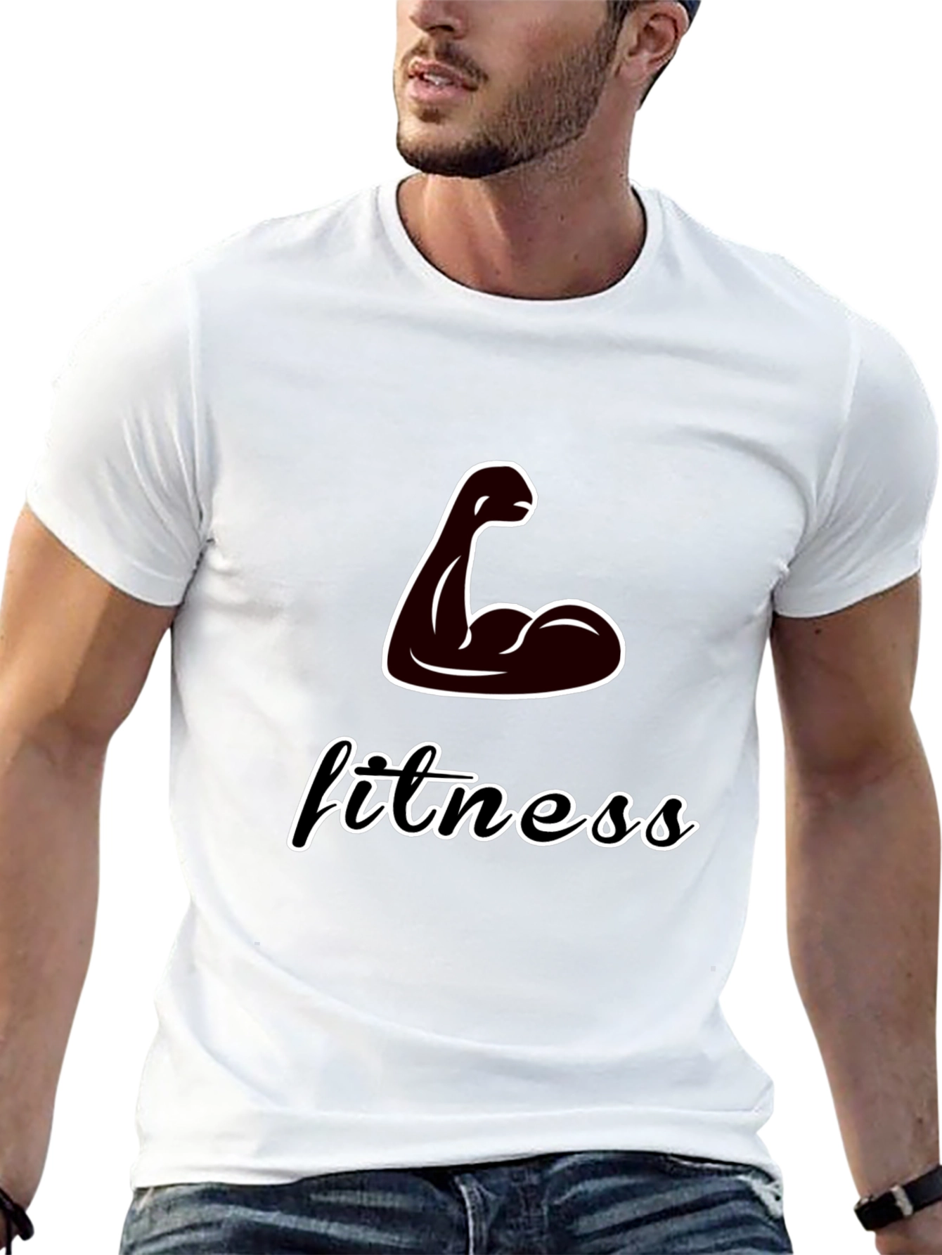 Fitness Graphic T-Shirt - Black Crew Neck Tee