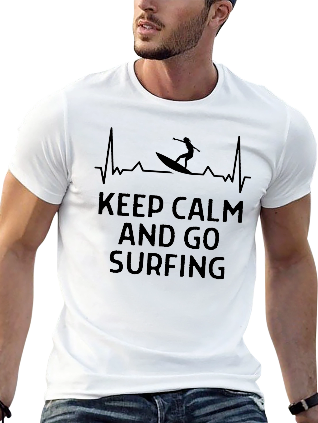 Keep Calm and Go Surfing Black T-Shirt