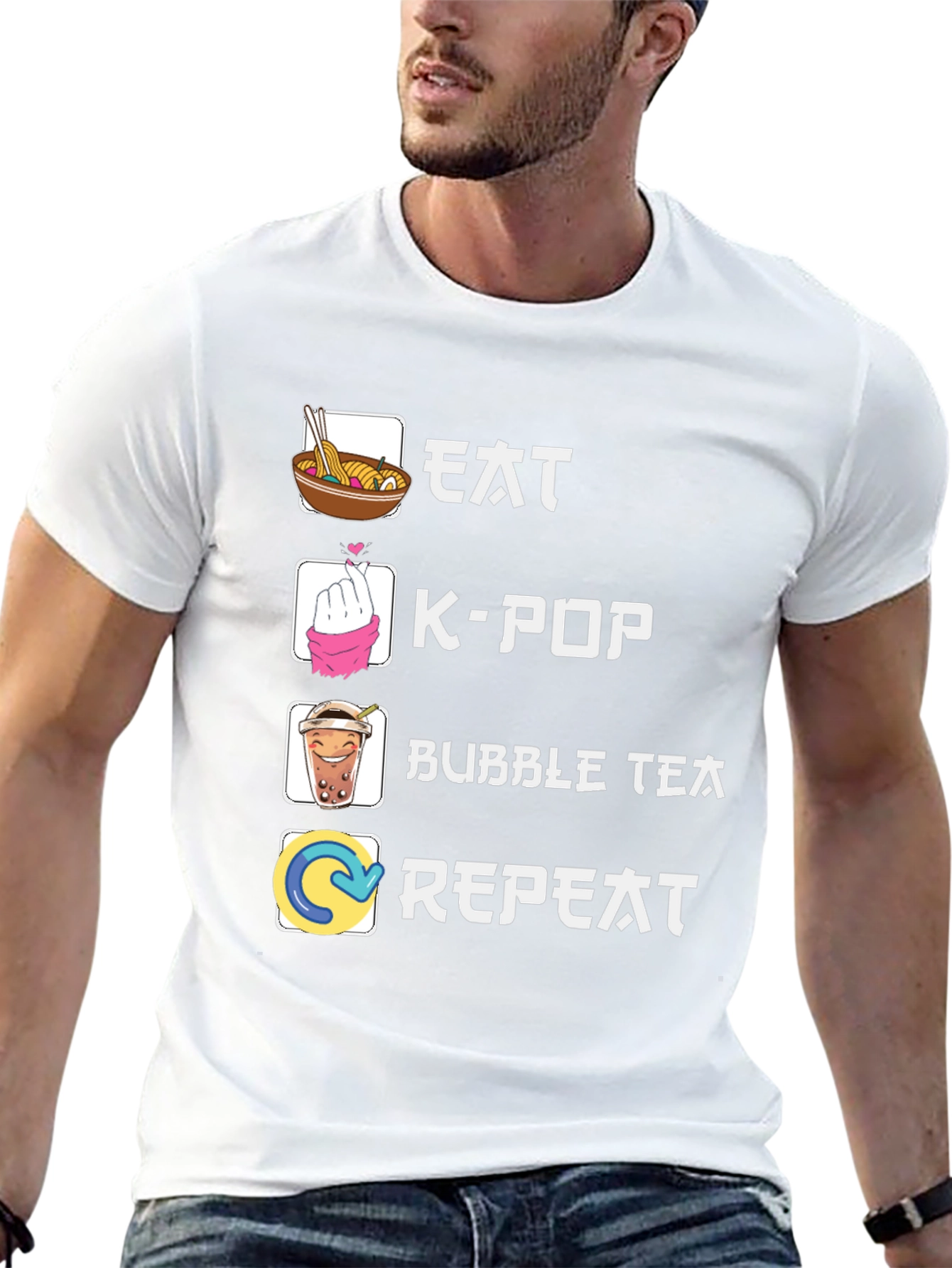 Eat K-Pop Bubble Tea Repeat Graphic Tee