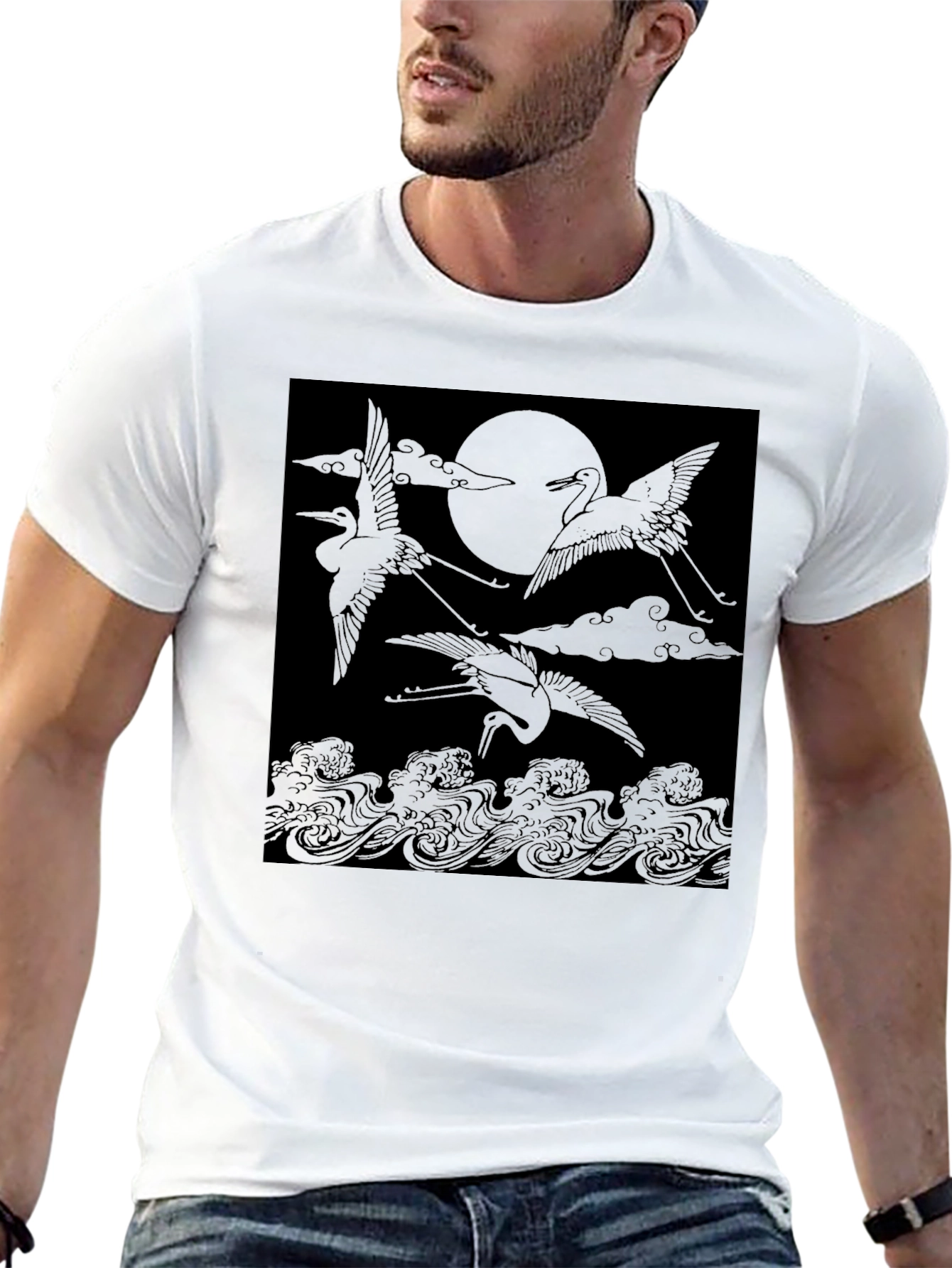 Crane & Moon Graphic Tee - Black