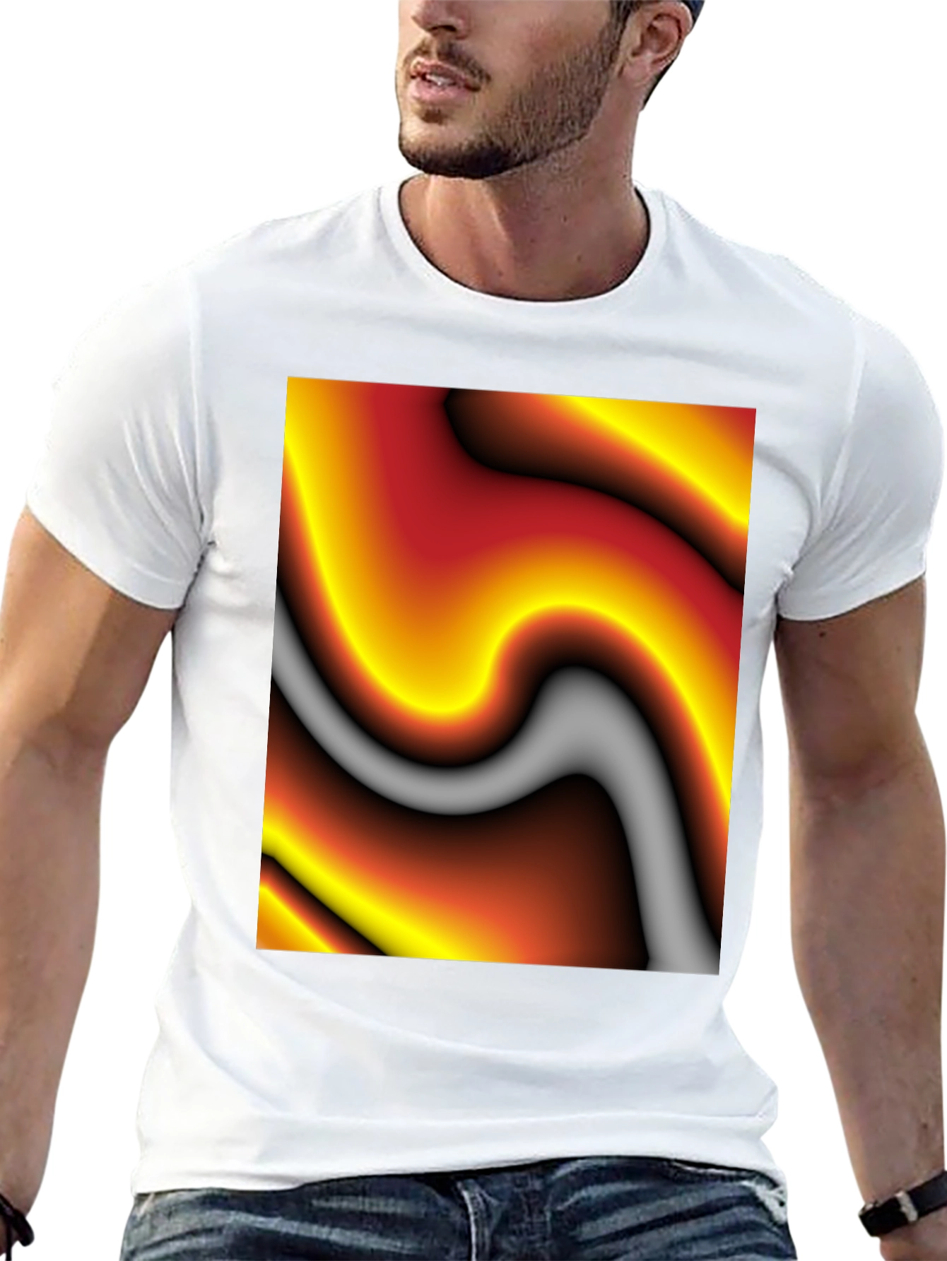 Abstract Art Graphic Tee - Soft Black Cotton