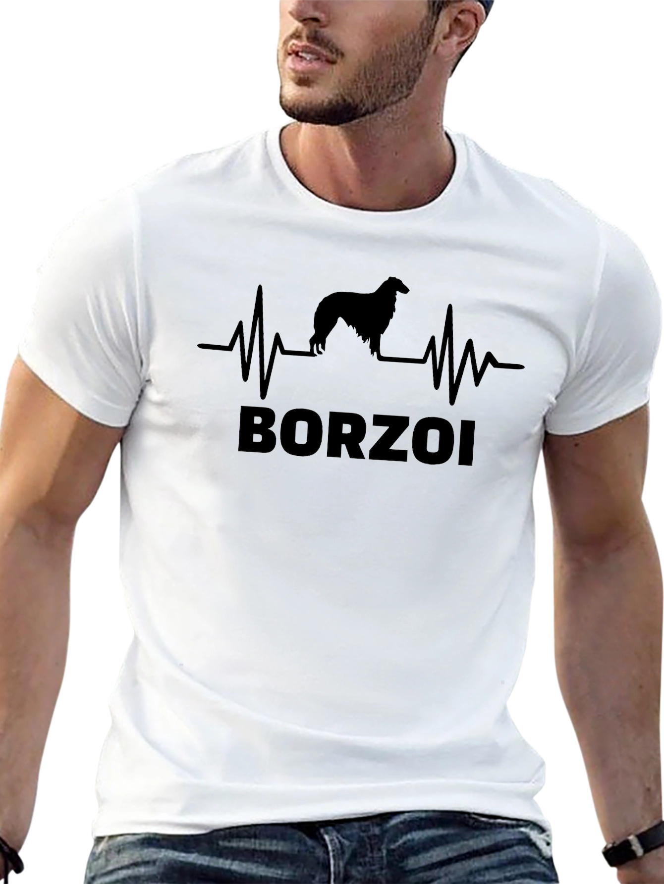 Borzoi Dog Heartbeat T-Shirt - Unique Graphic Tee