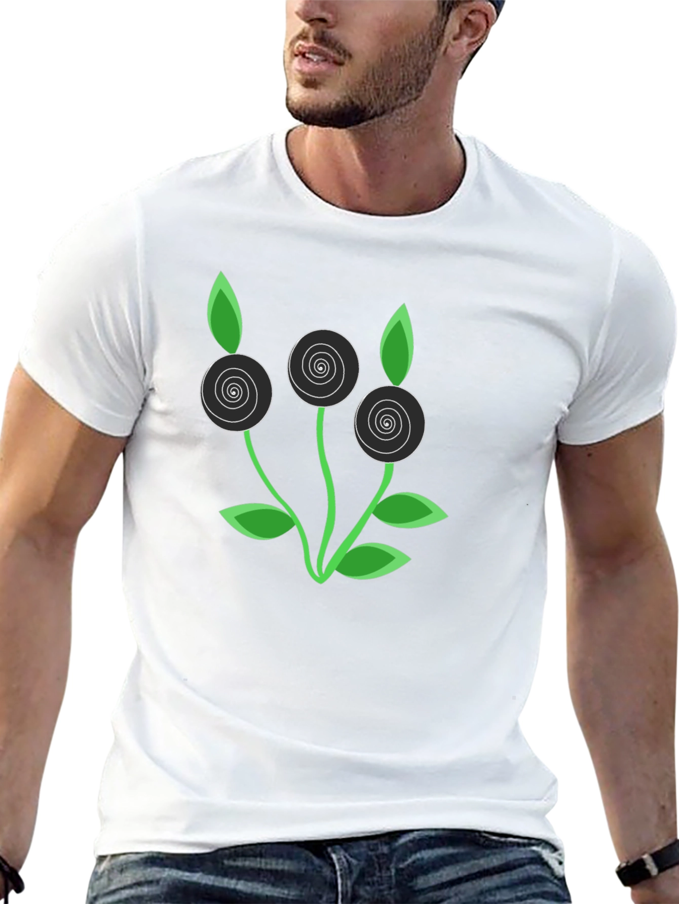 Modern Floral Graphic Tee - Black