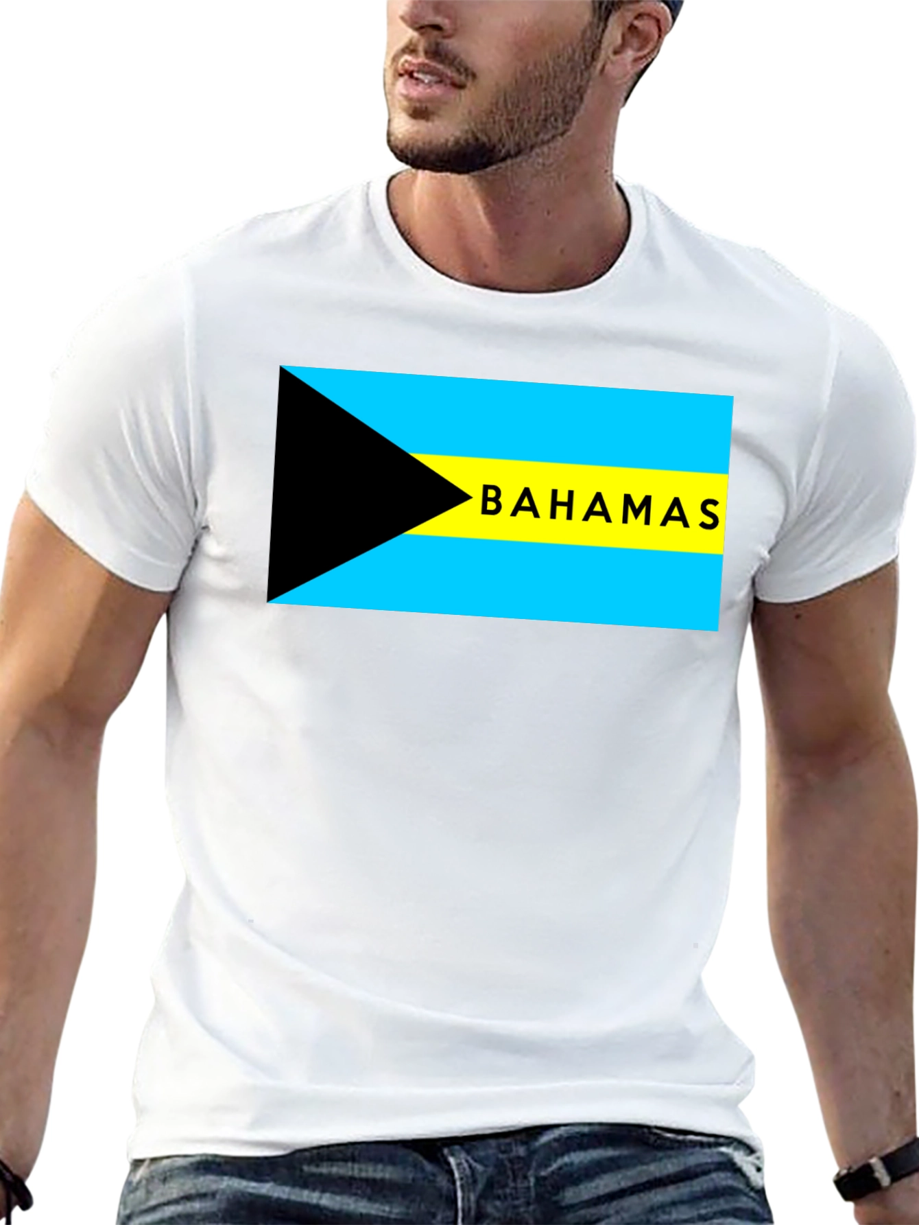 Bahamas Flag Graphic T-Shirt - Black
