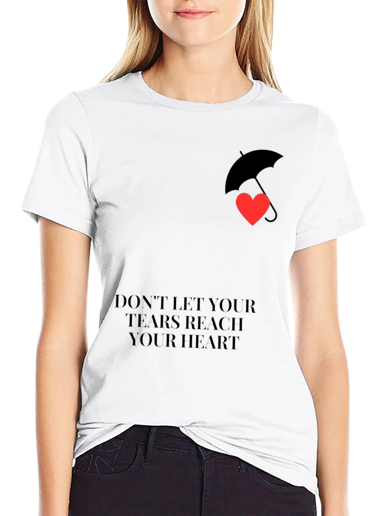Heart Umbrella Graphic Black T-Shirt