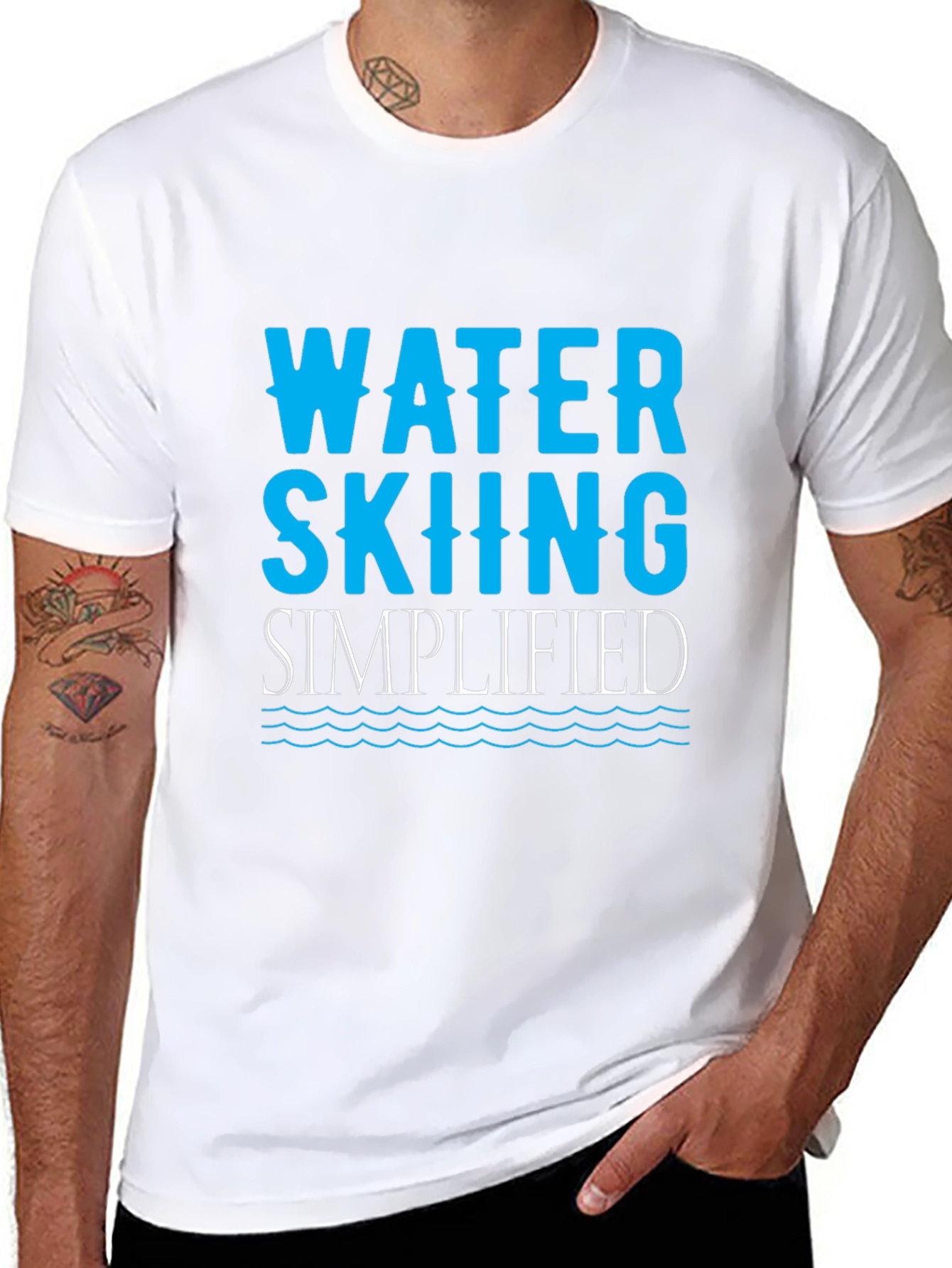 Water Skiing Simplified Black T-Shirt