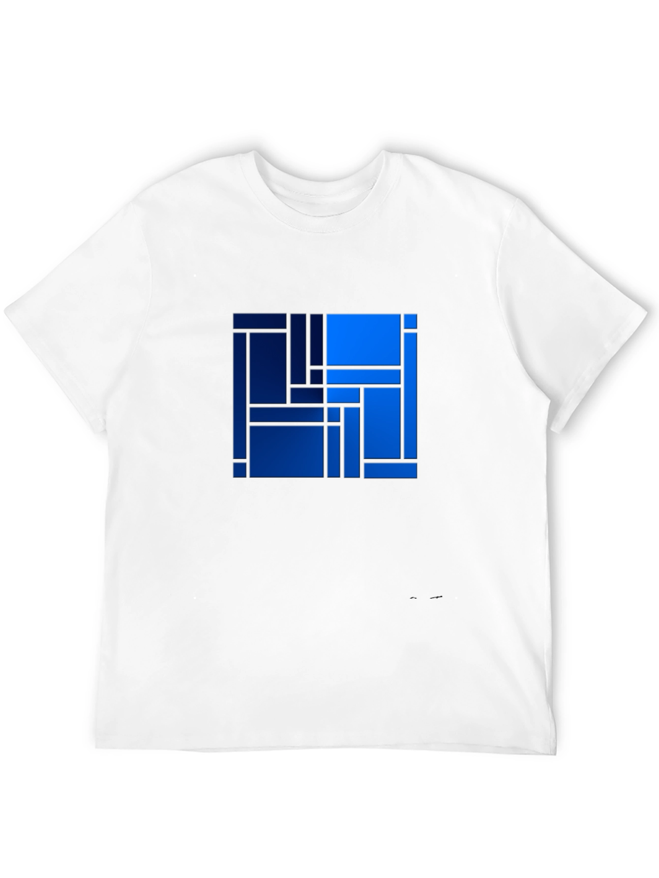 Abstract Geometric Blue Square Art Print T-Shirt