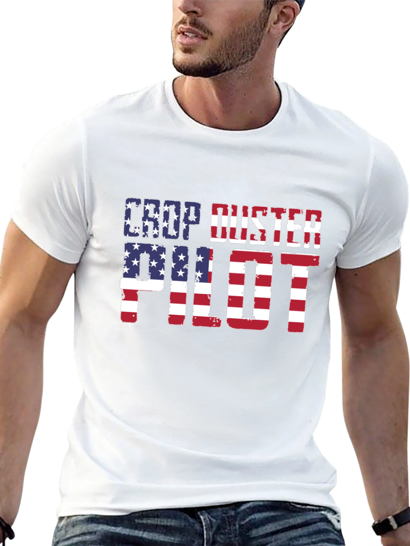Crop Duster Pilot USA Flag Graphic Tee