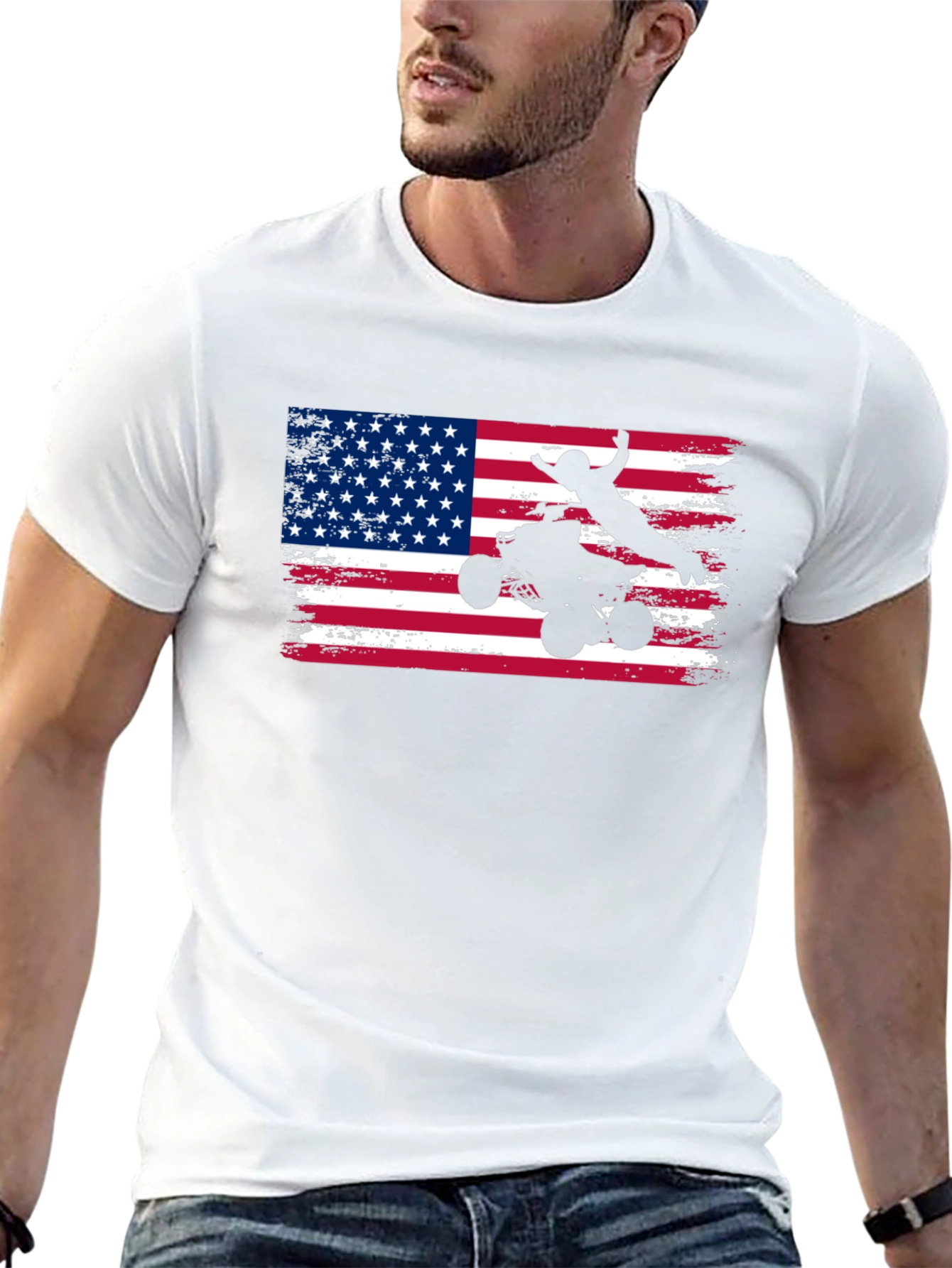 ATV American Flag T-Shirt - Patriotic Rider Tee