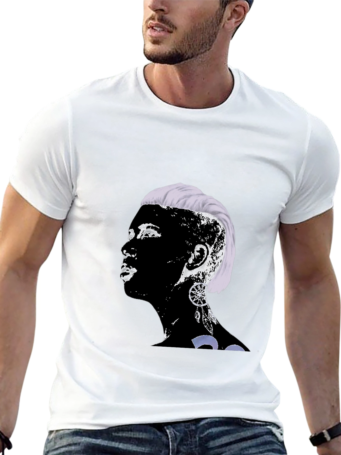 Unique Graphic Print Crewneck T-Shirt