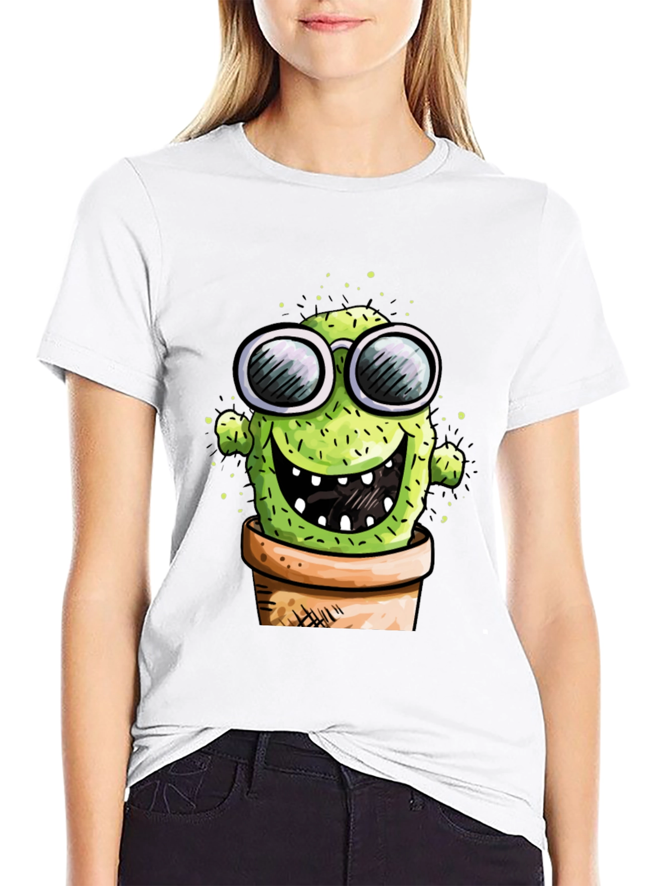 Cactus in Pot Graphic Tee - Funny T-Shirt