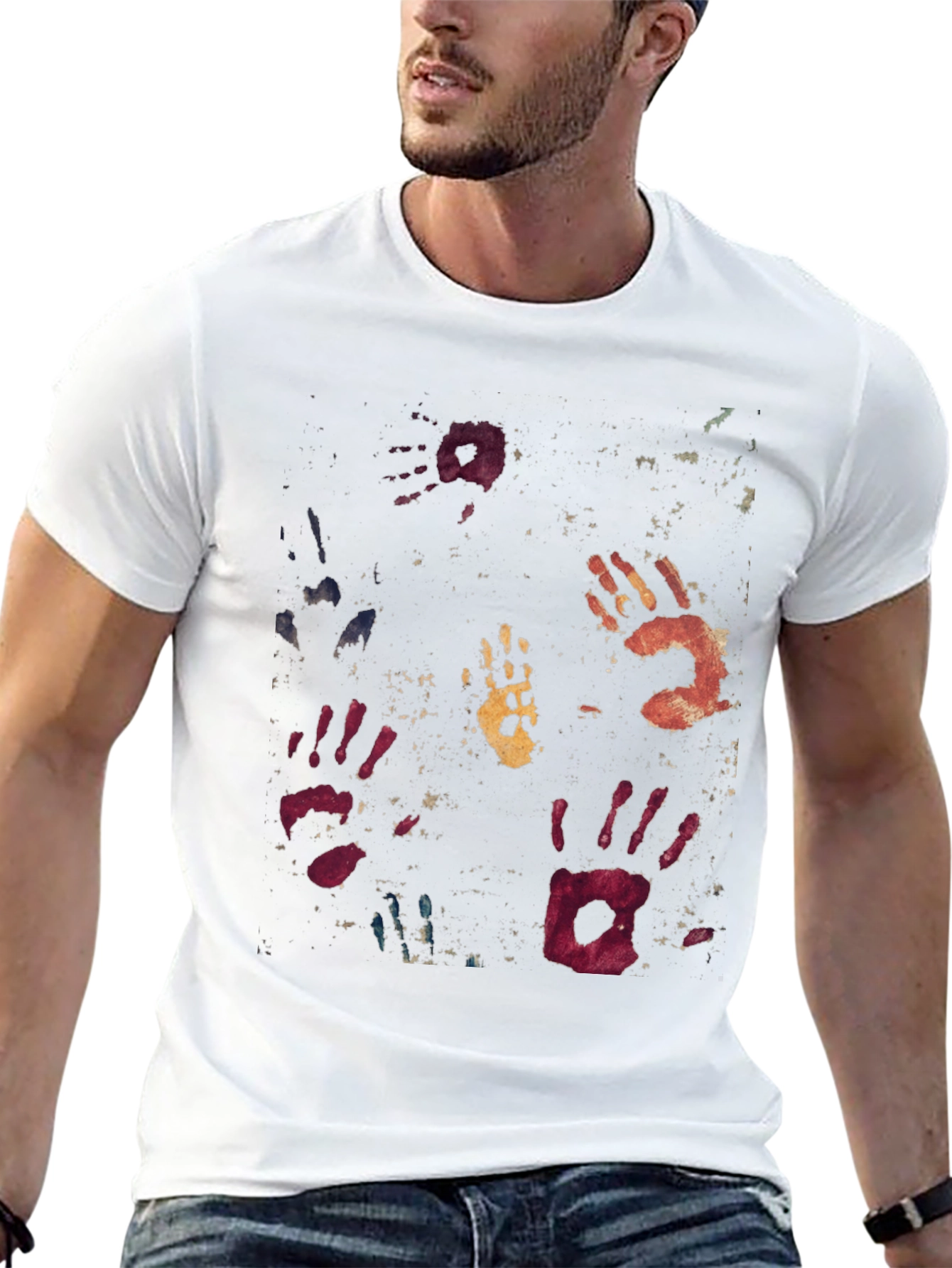 Handprint Graphic Tee - Unique Artistic Design