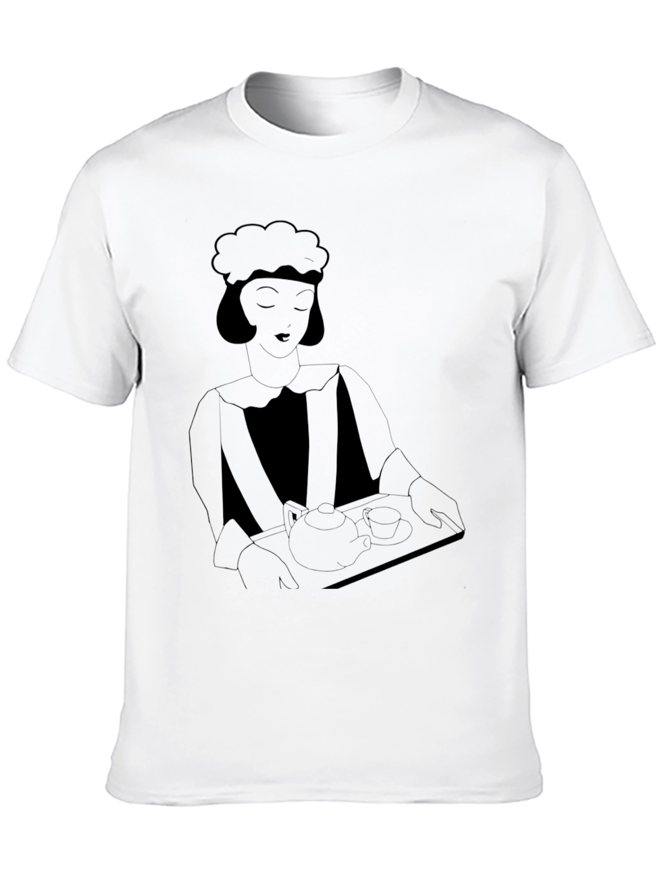 Art Deco Waitress Black T-Shirt