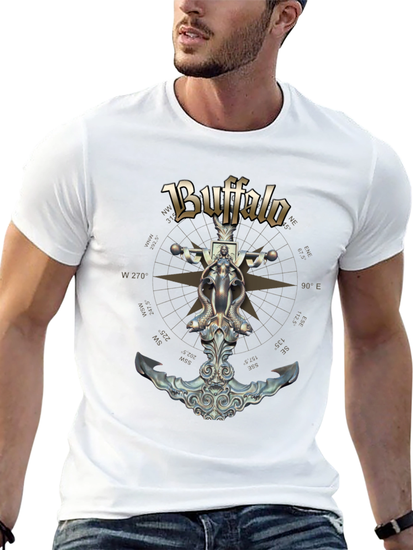 Buffalo Nautical T-Shirt - Mens Black Graphic Tee