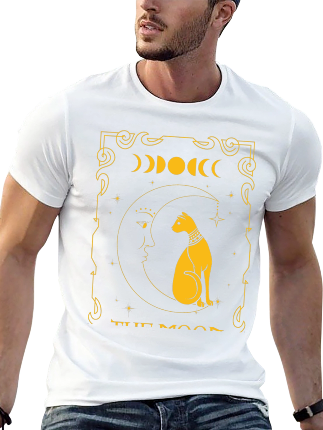 The Moon Tarot Card T-Shirt Cat Design
