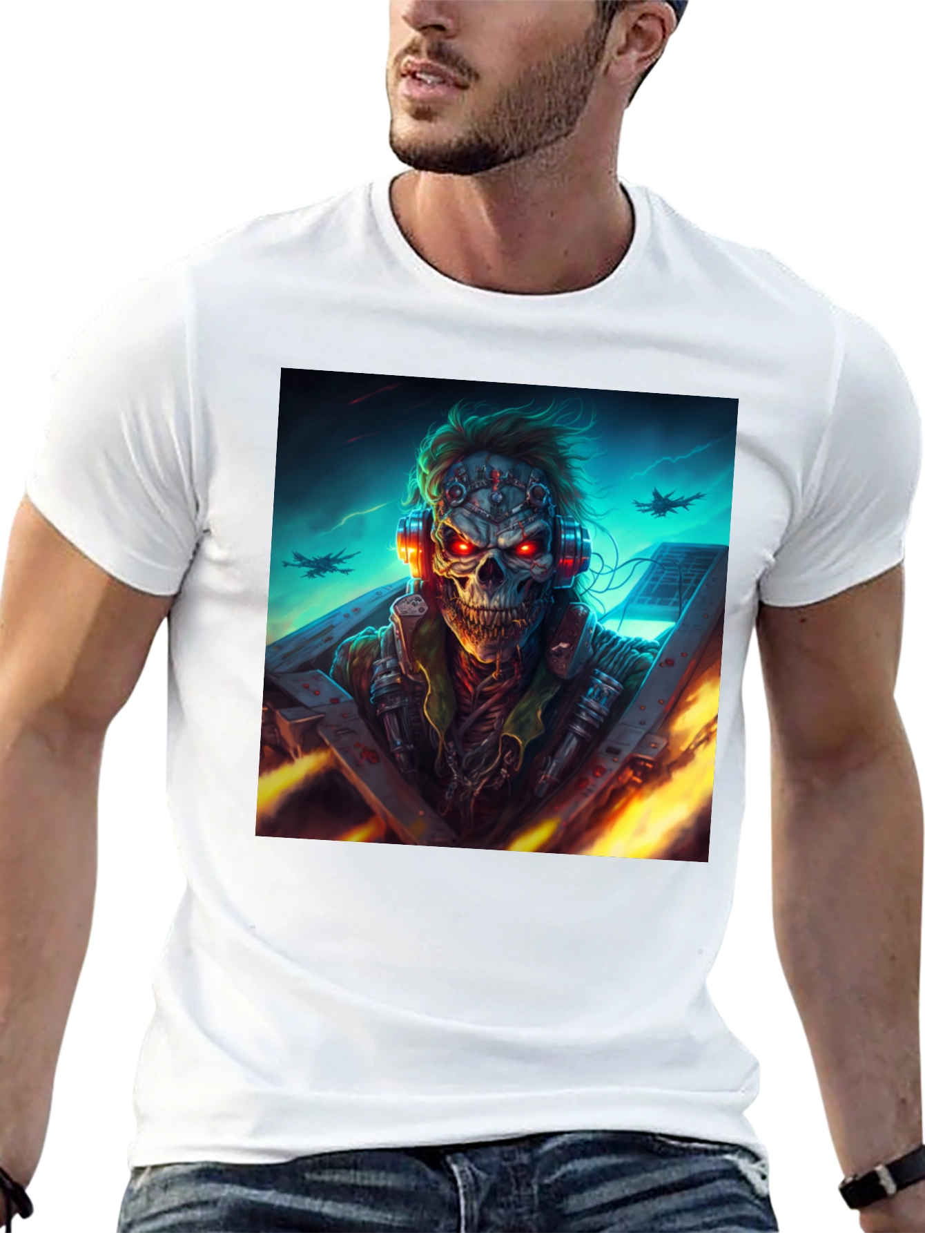 Skull Pilot T-Shirt - Dark Graphic Tee