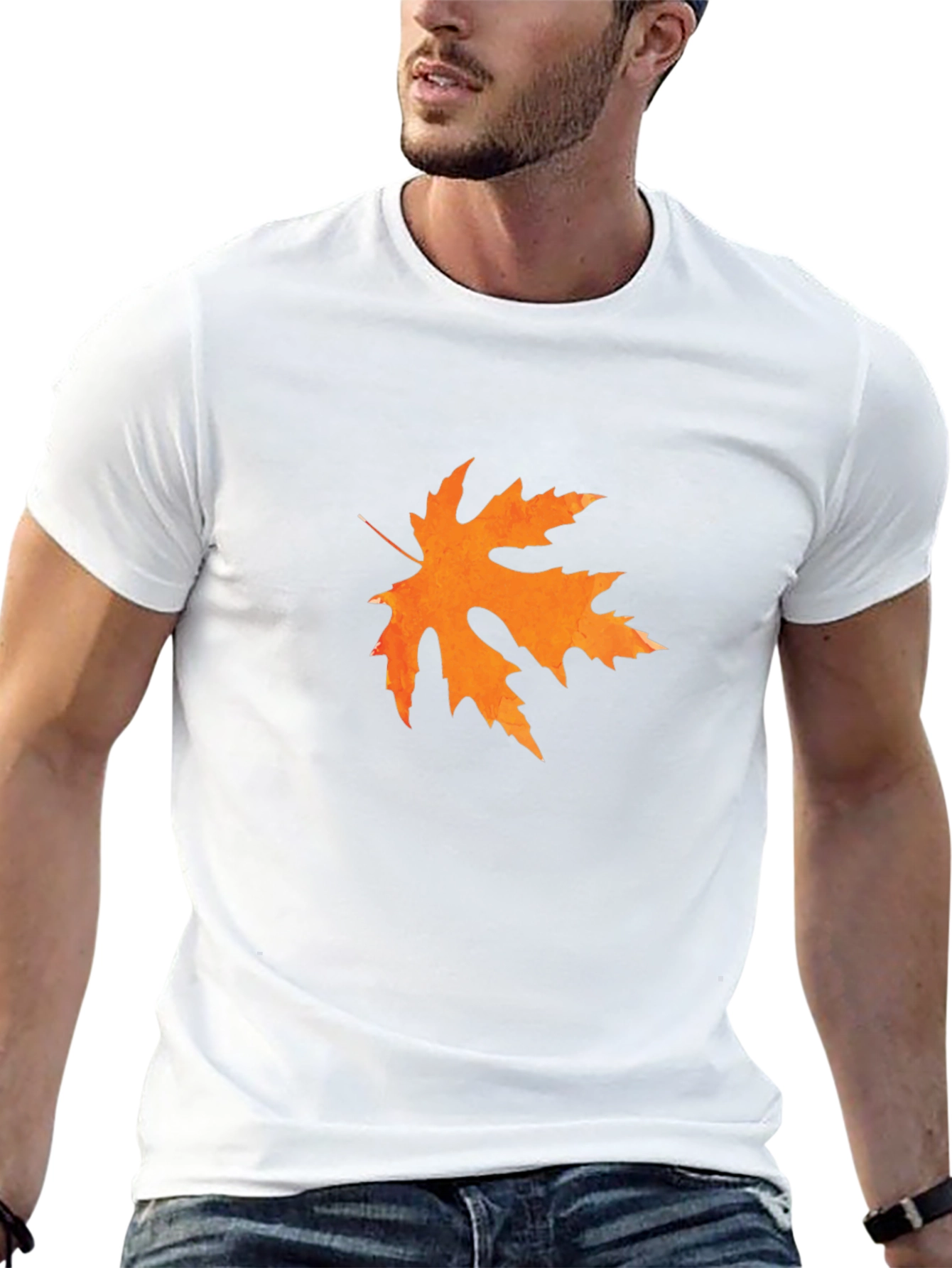 Autumn Leaf Graphic Tee - Black Casual Shirt